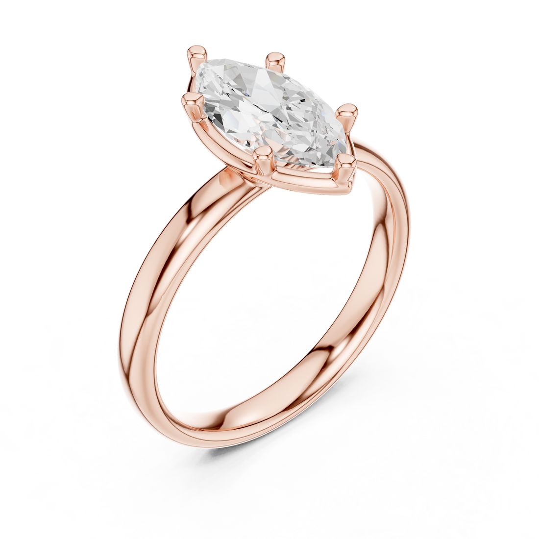 Marquise Cut Solitaire Engagement Ring with Sculpted Band