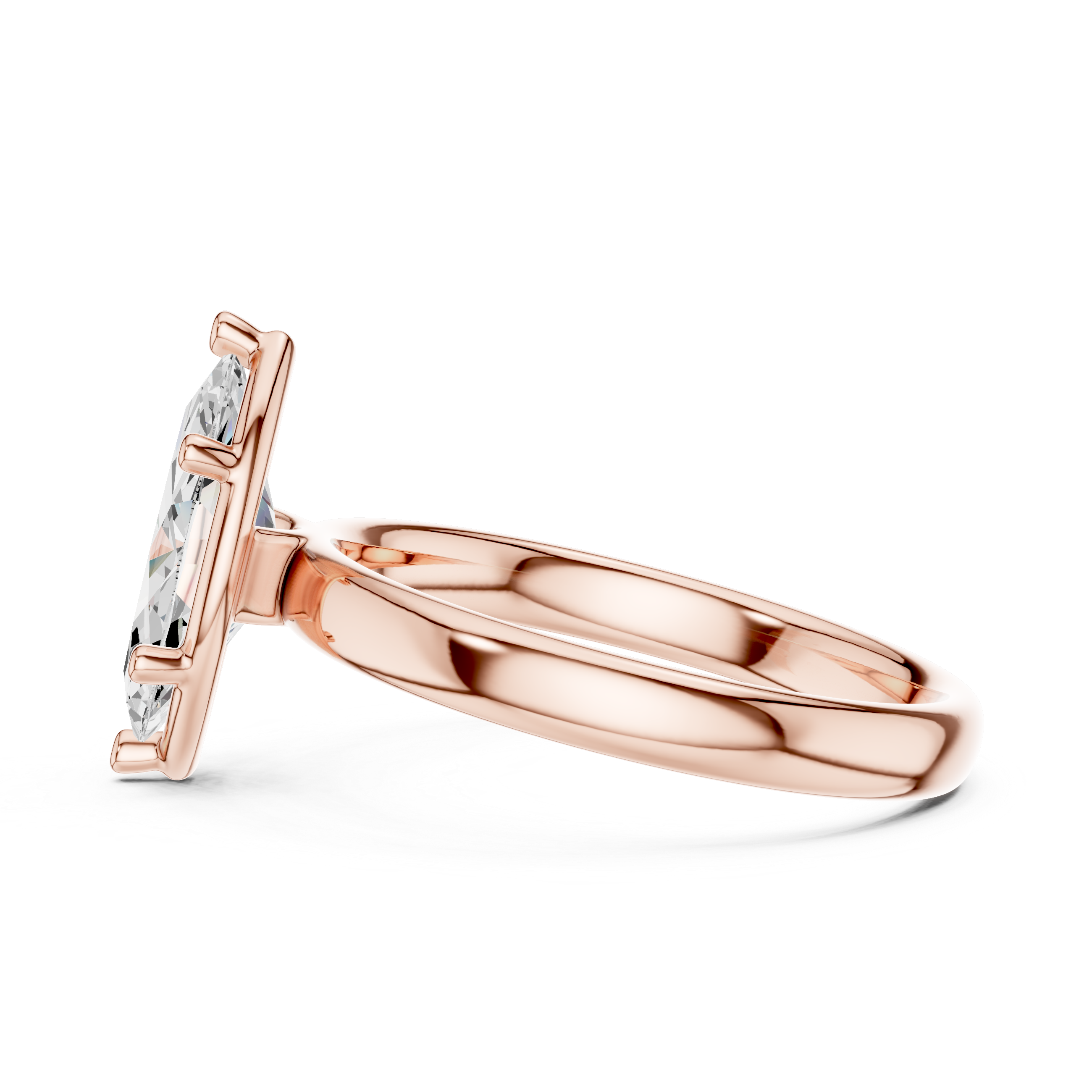 Marquise Cut Solitaire Engagement Ring with Sculpted Band
