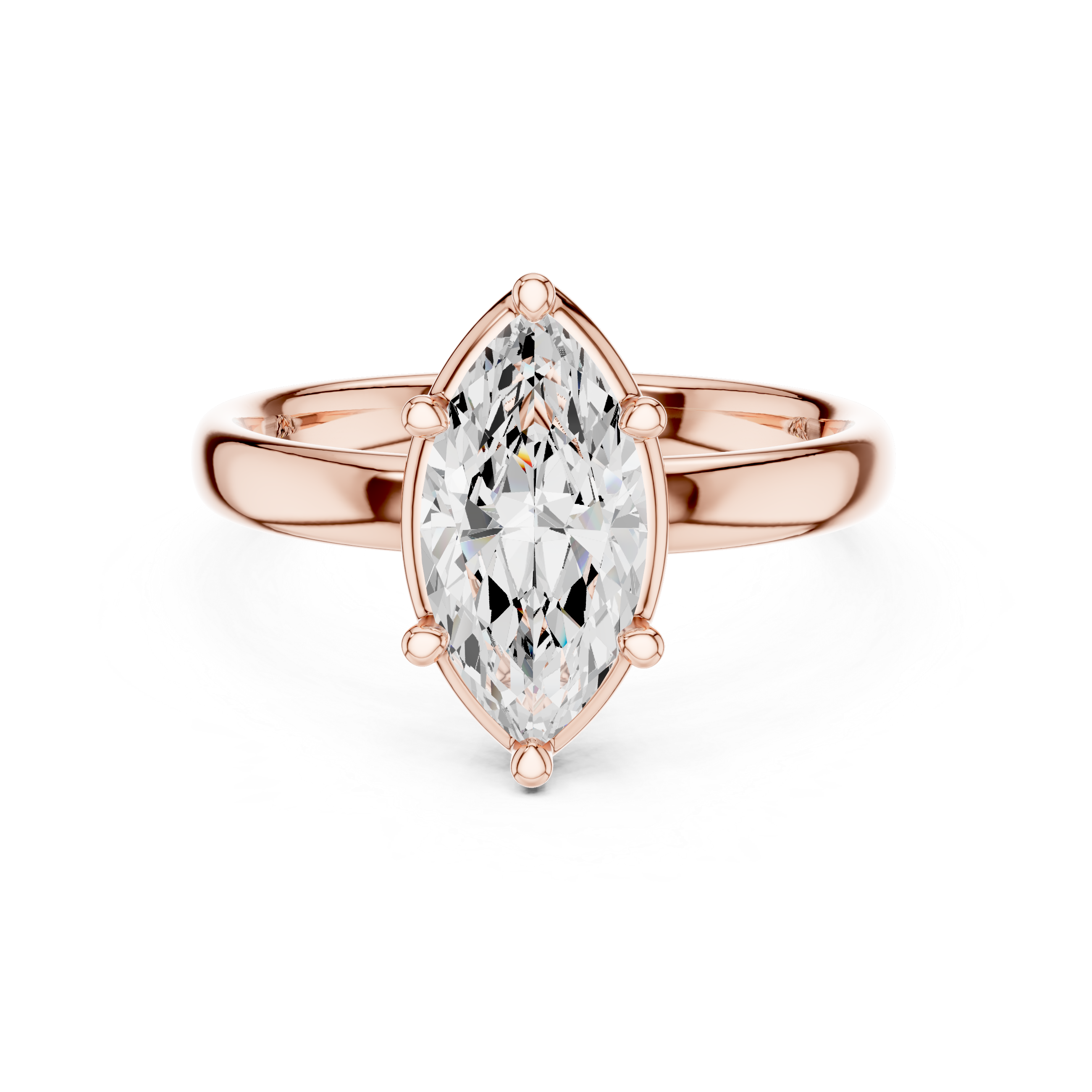 Marquise Cut Solitaire Engagement Ring with Sculpted Band