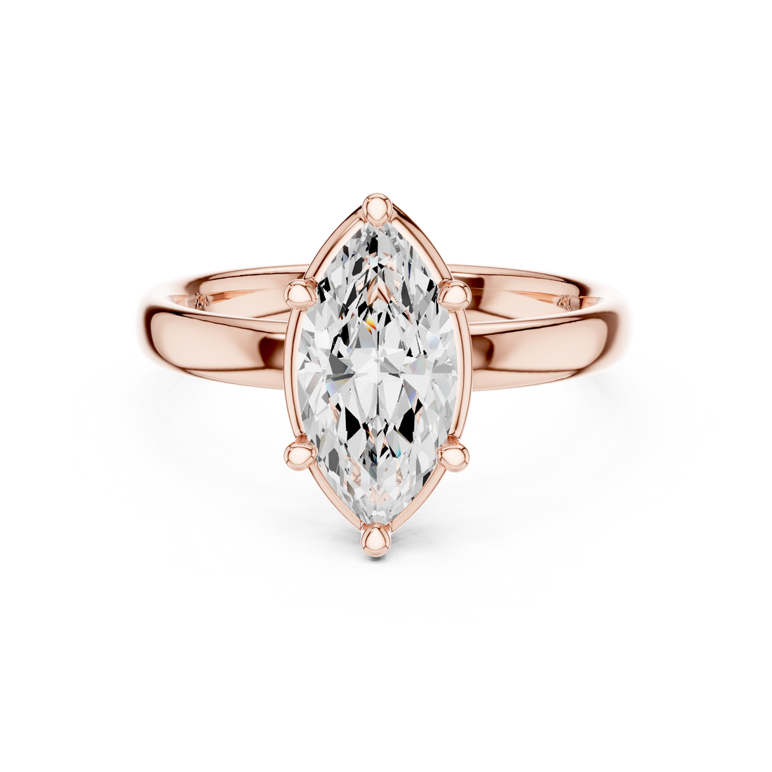 Marquise Cut Solitaire Engagement Ring with Sculpted Band