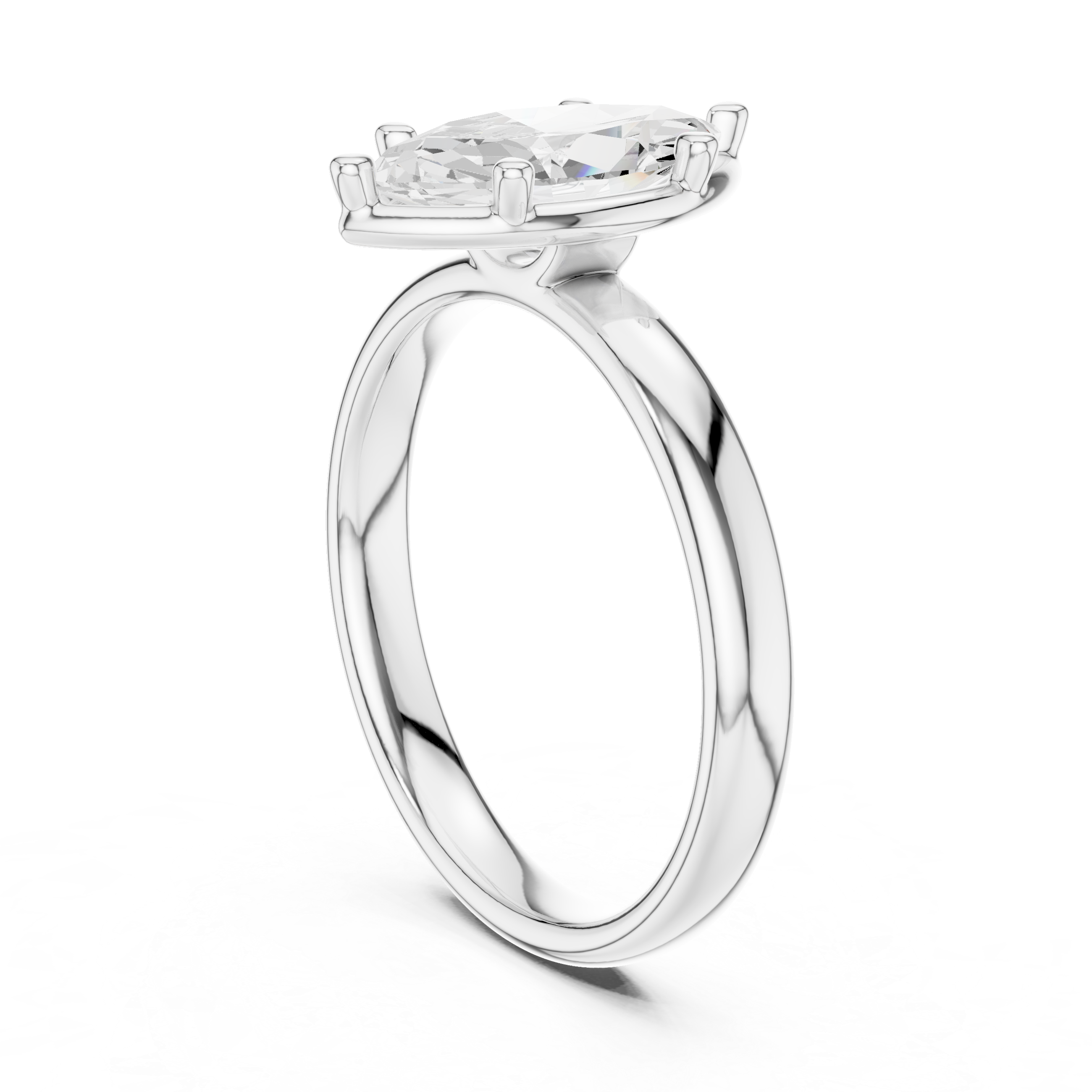 Marquise Cut Solitaire Engagement Ring with Sculpted Band