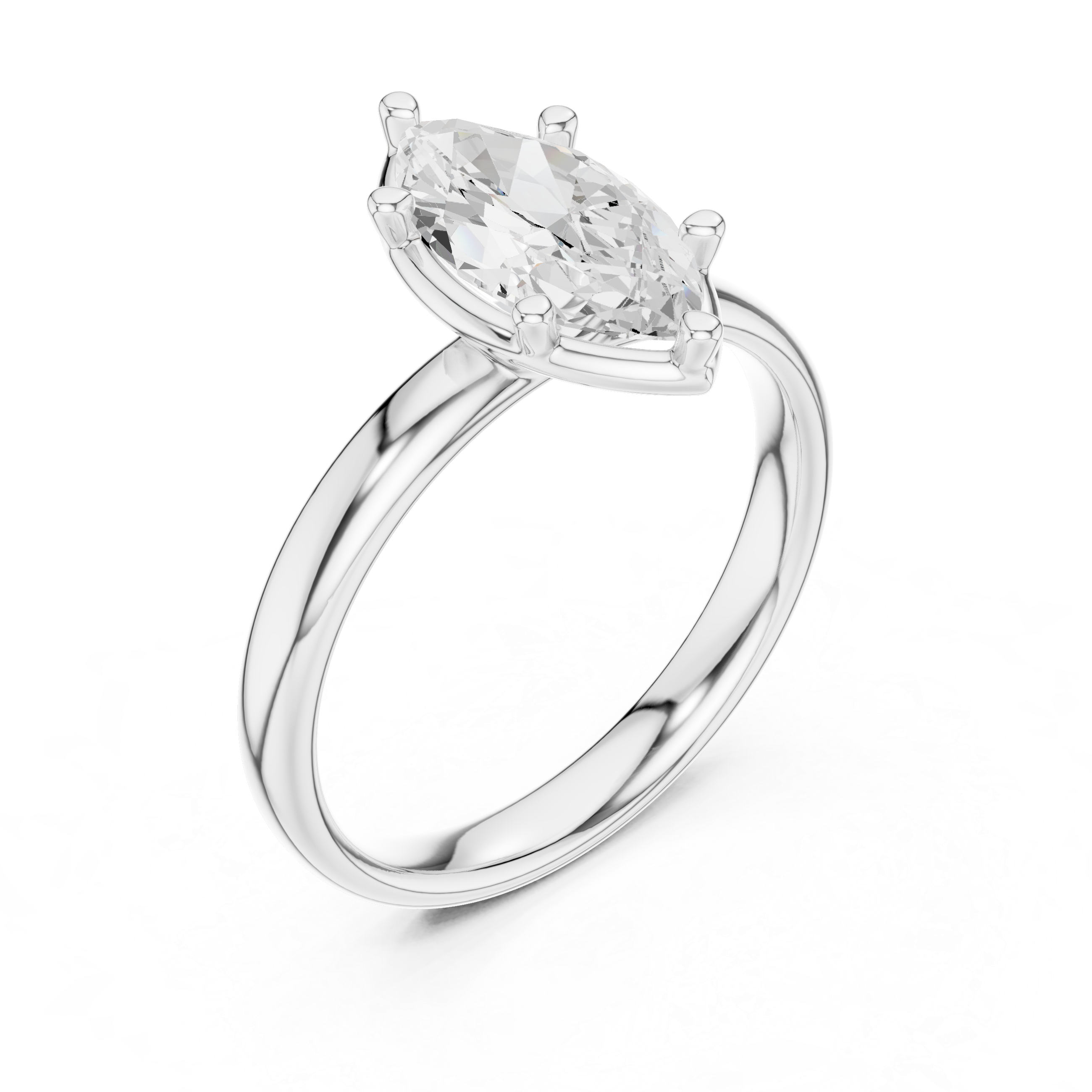 Marquise Cut Solitaire Engagement Ring with Sculpted Band