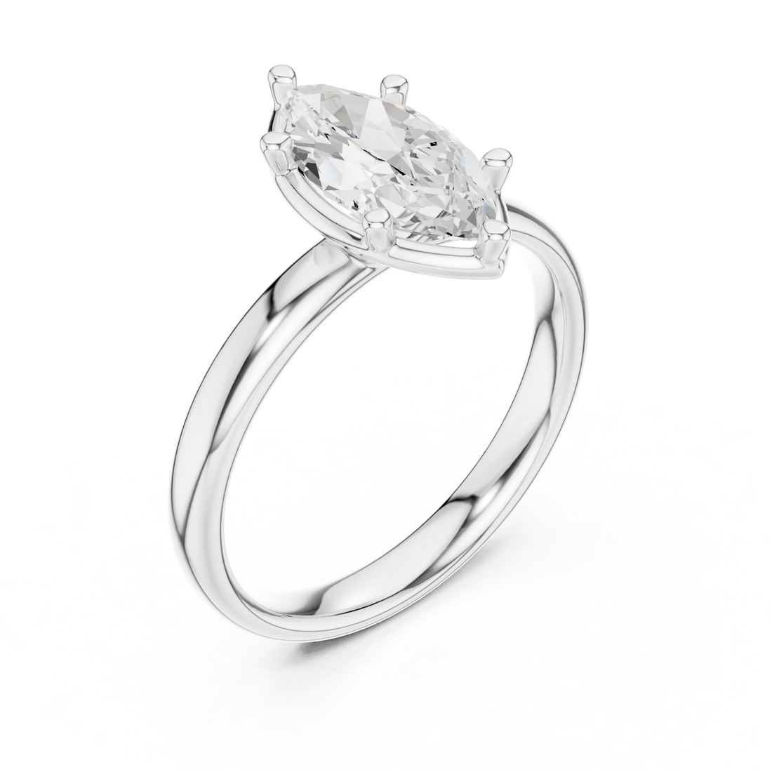 Marquise Cut Solitaire Engagement Ring with Sculpted Band
