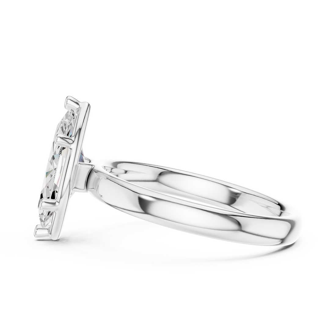 Marquise Cut Solitaire Engagement Ring with Sculpted Band