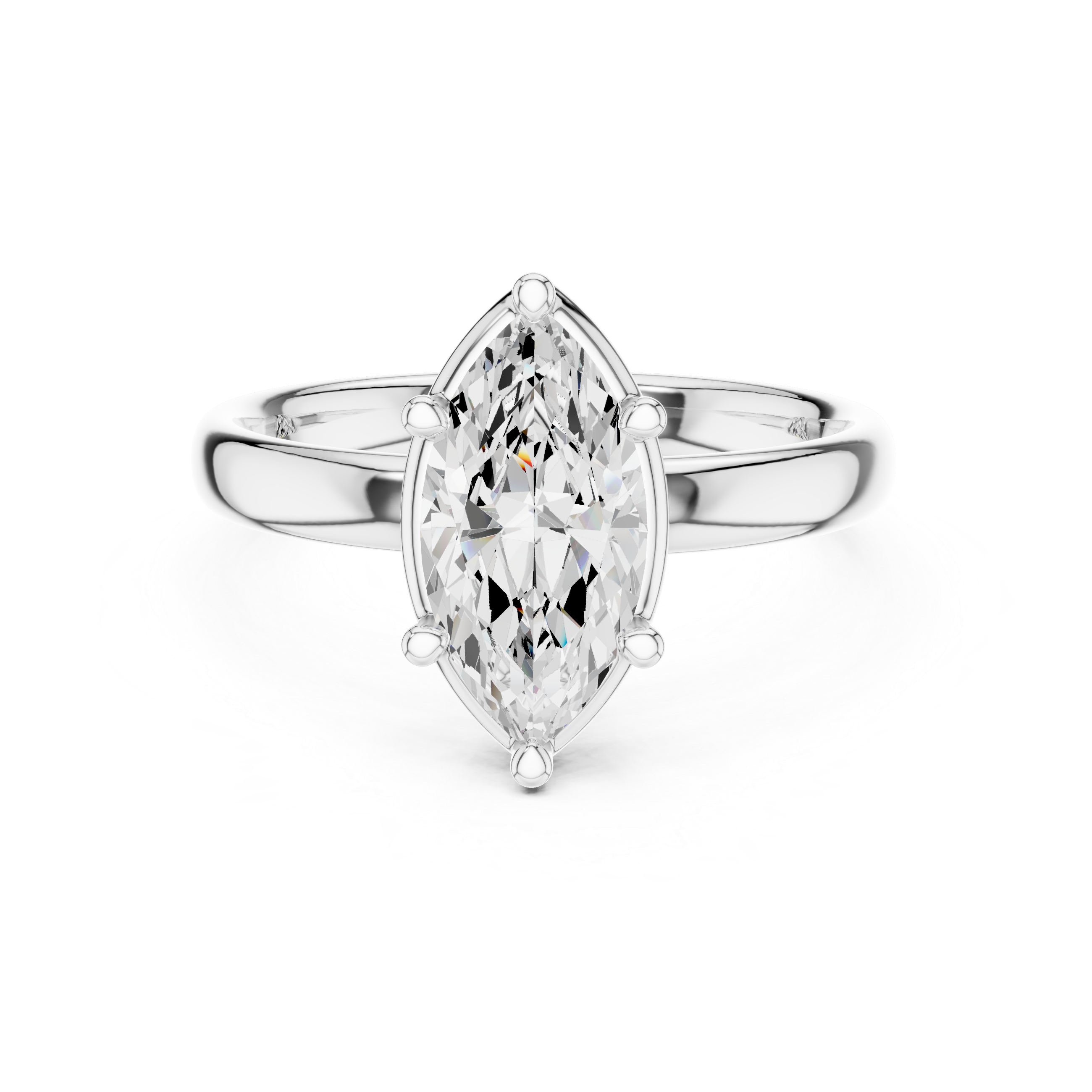 Marquise Cut Solitaire Engagement Ring with Sculpted Band