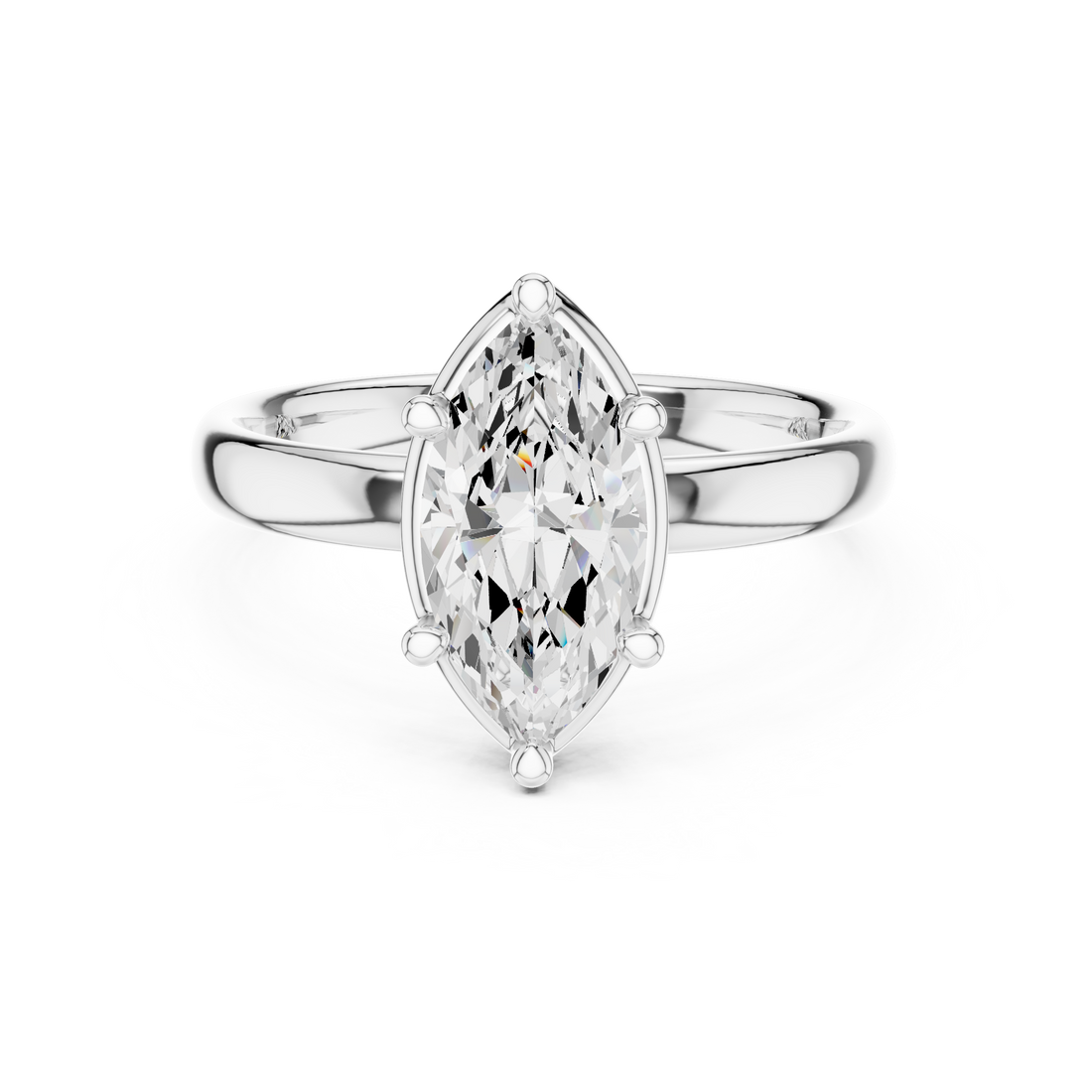Marquise Cut Solitaire Engagement Ring with Sculpted Band