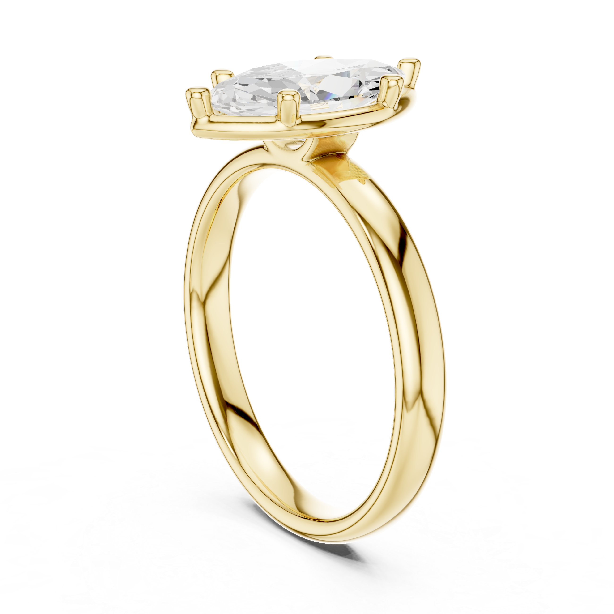Marquise Cut Solitaire Engagement Ring with Sculpted Band