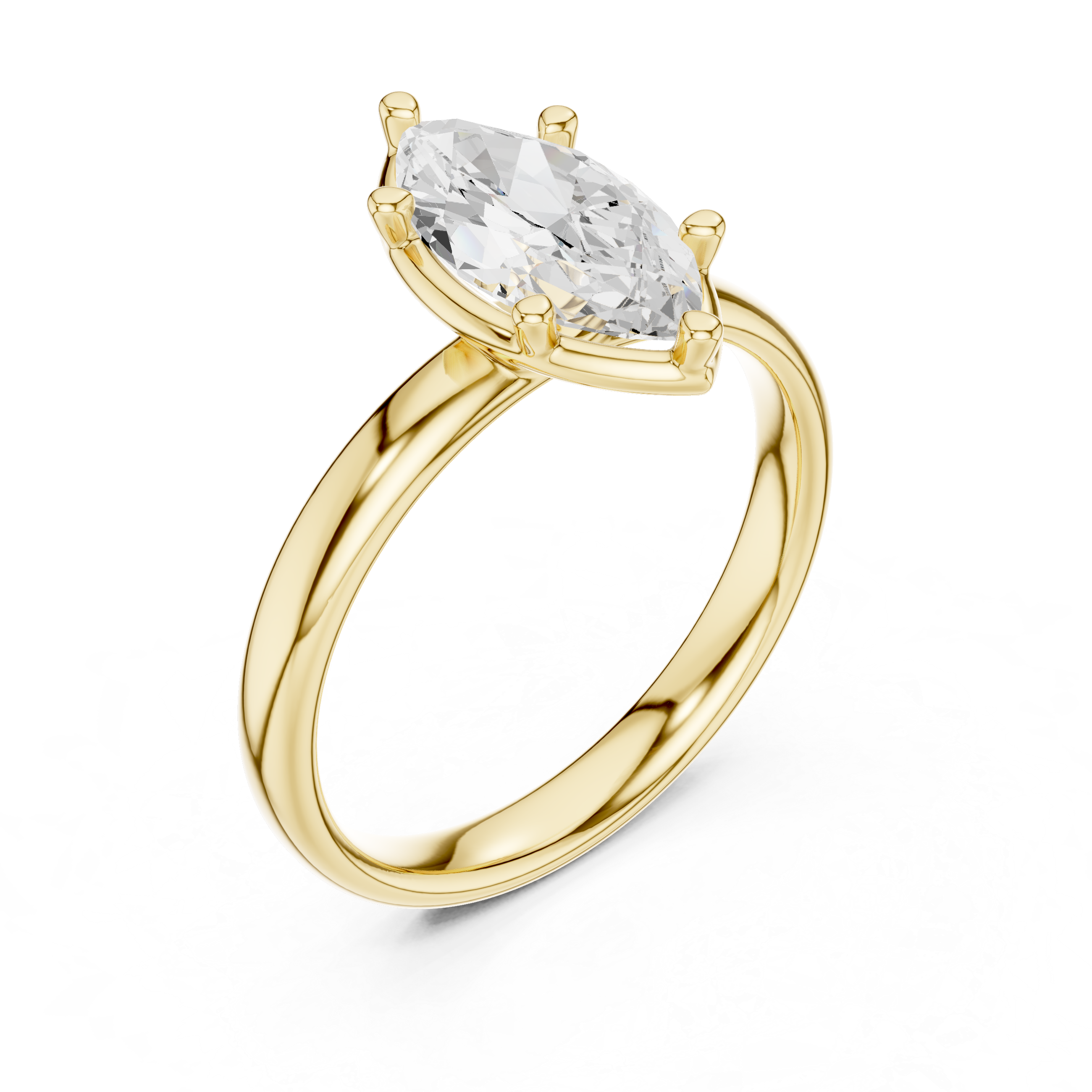Marquise Cut Solitaire Engagement Ring with Sculpted Band
