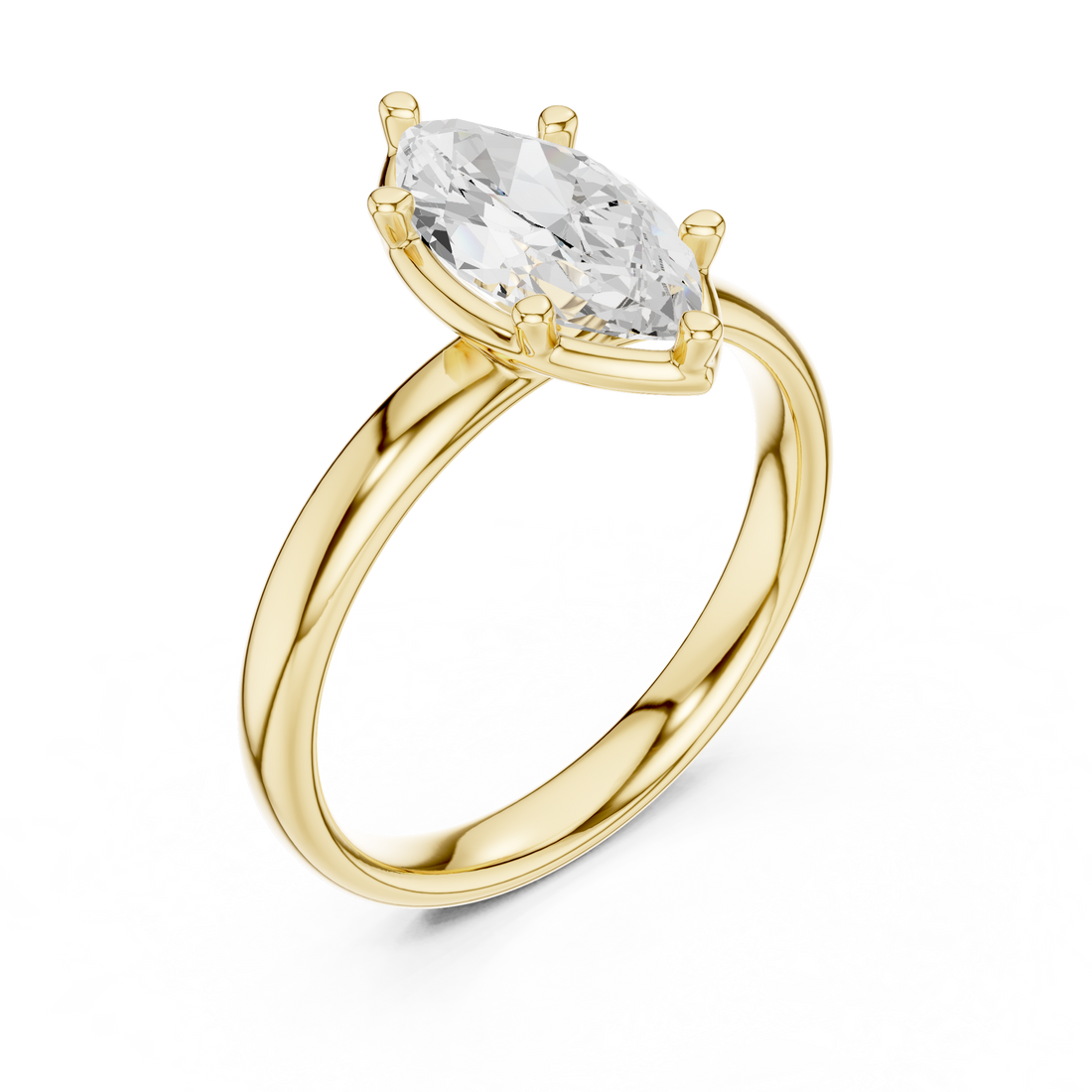 Marquise Cut Solitaire Engagement Ring with Sculpted Band