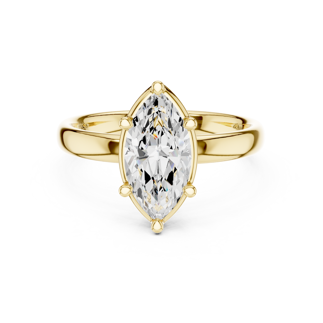 Marquise Cut Solitaire Engagement Ring with Sculpted Band