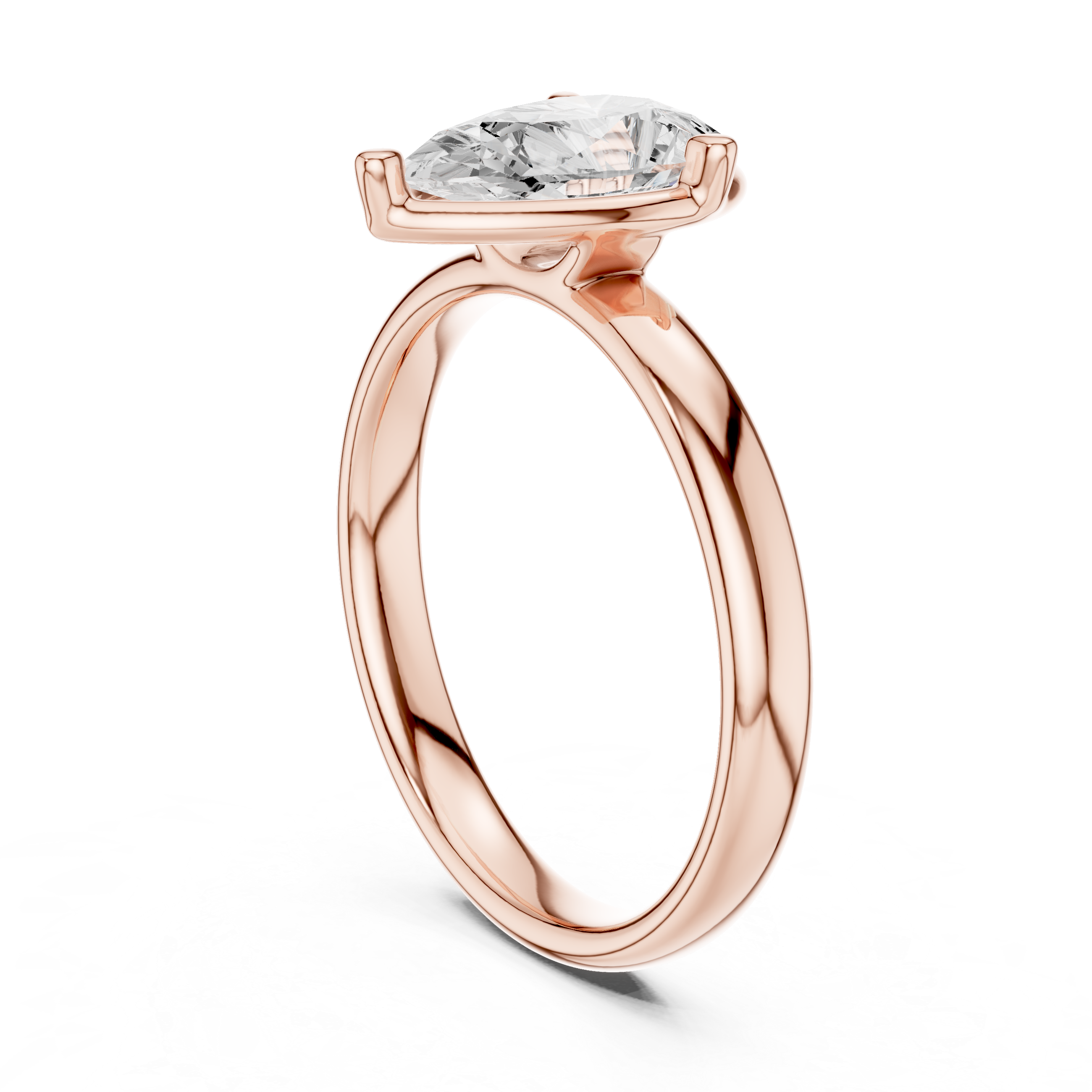 Pear Cut Solitaire Engagement Ring with Sculpted Band