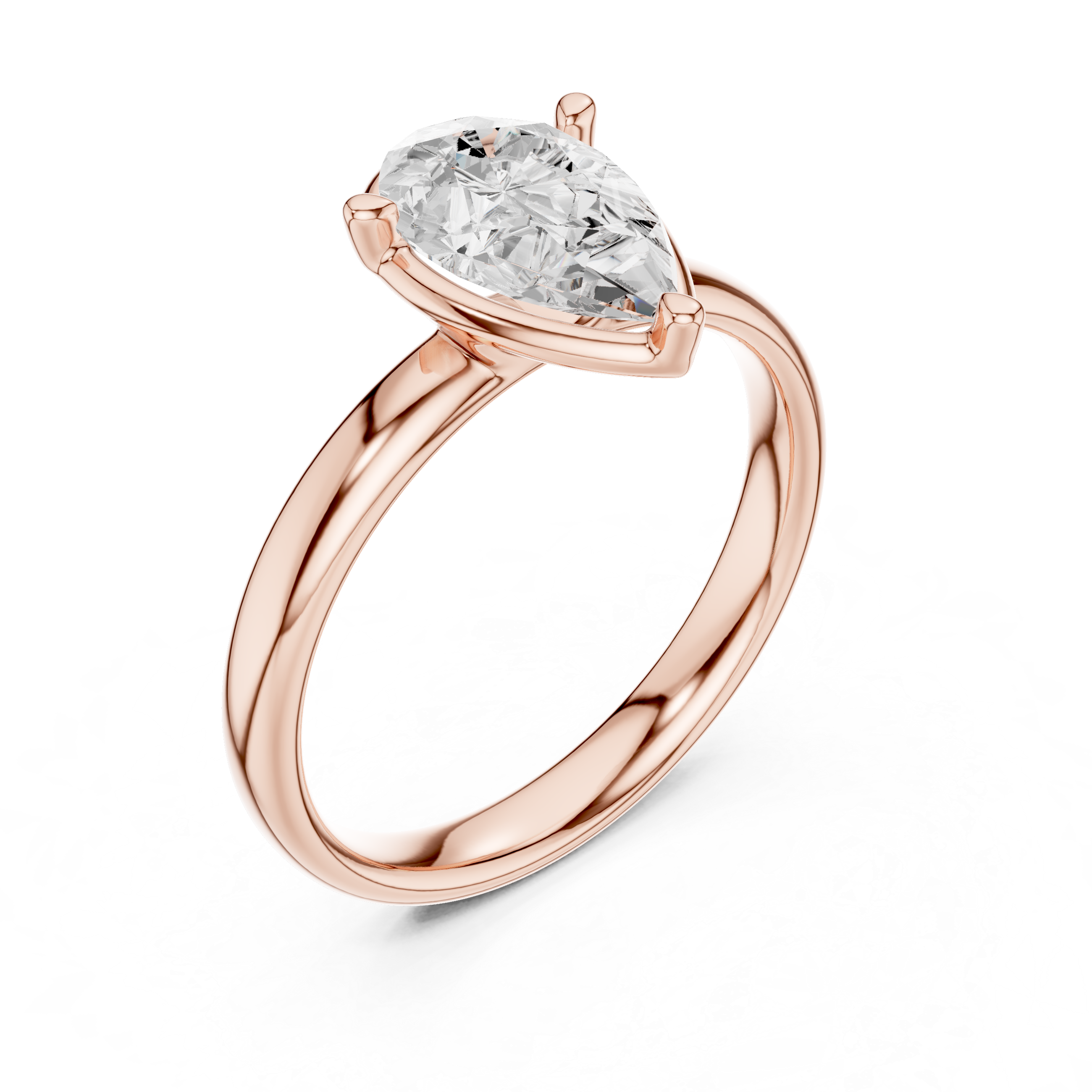 Pear Cut Solitaire Engagement Ring with Sculpted Band