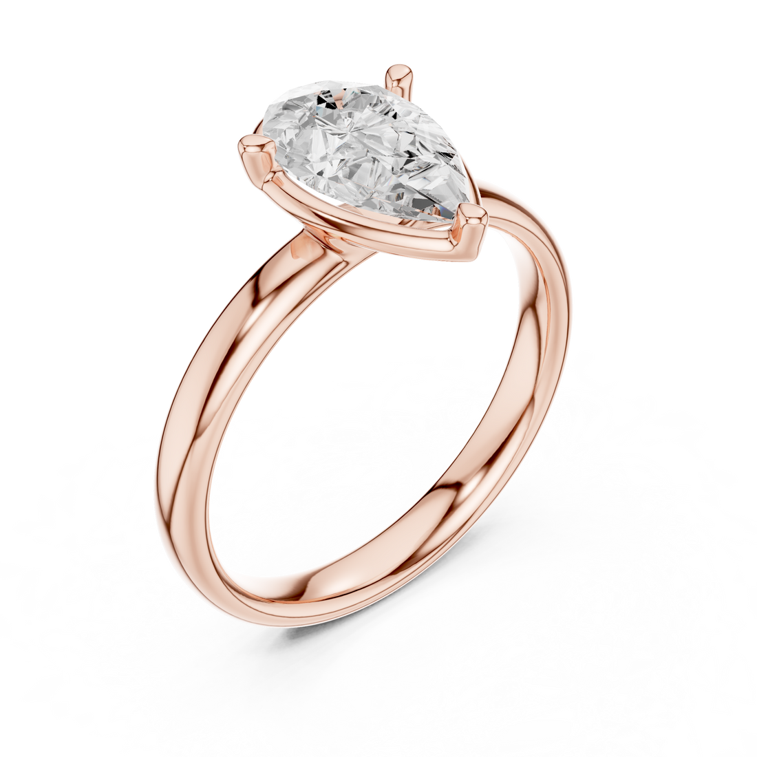 Pear Cut Solitaire Engagement Ring with Sculpted Band