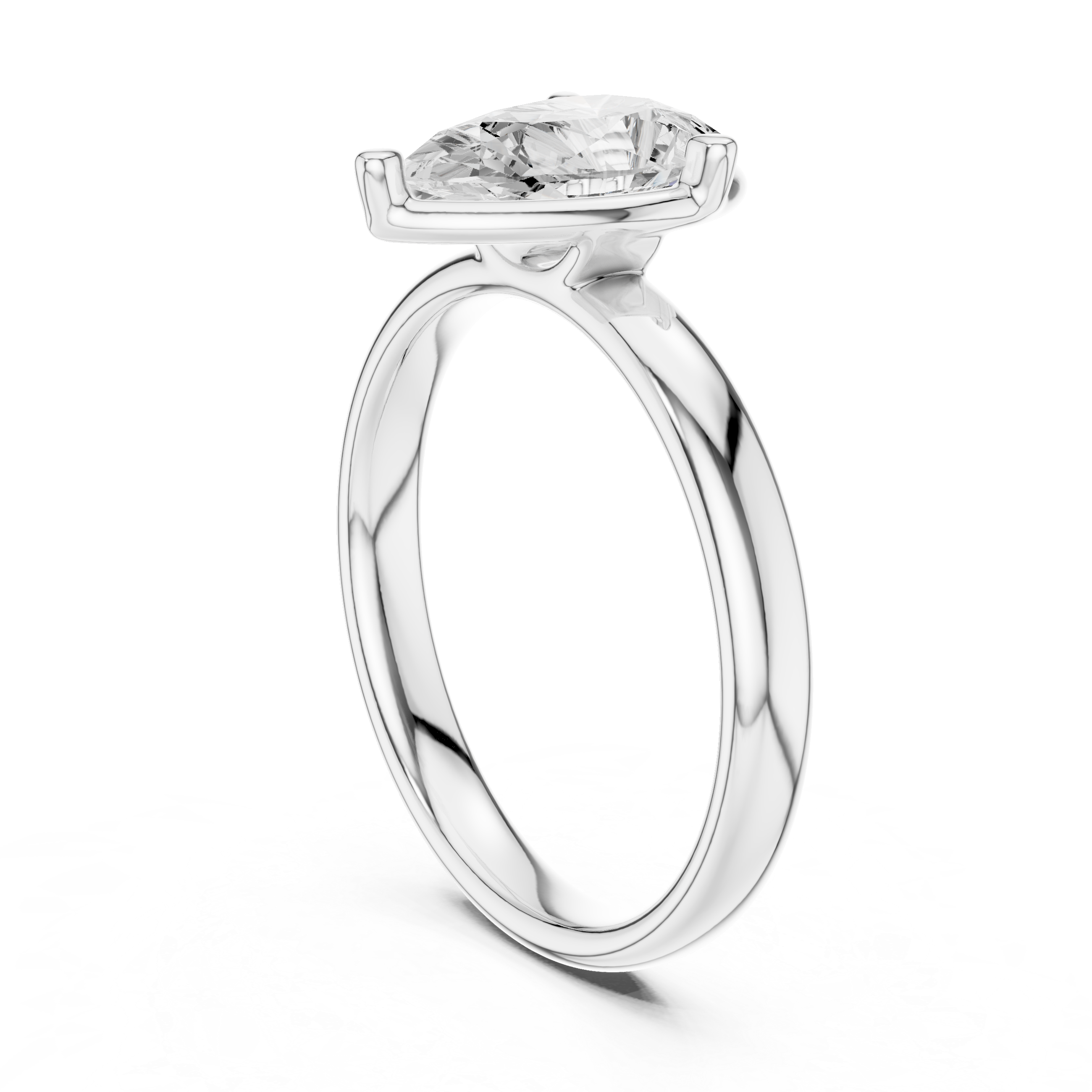Pear Cut Solitaire Engagement Ring with Sculpted Band