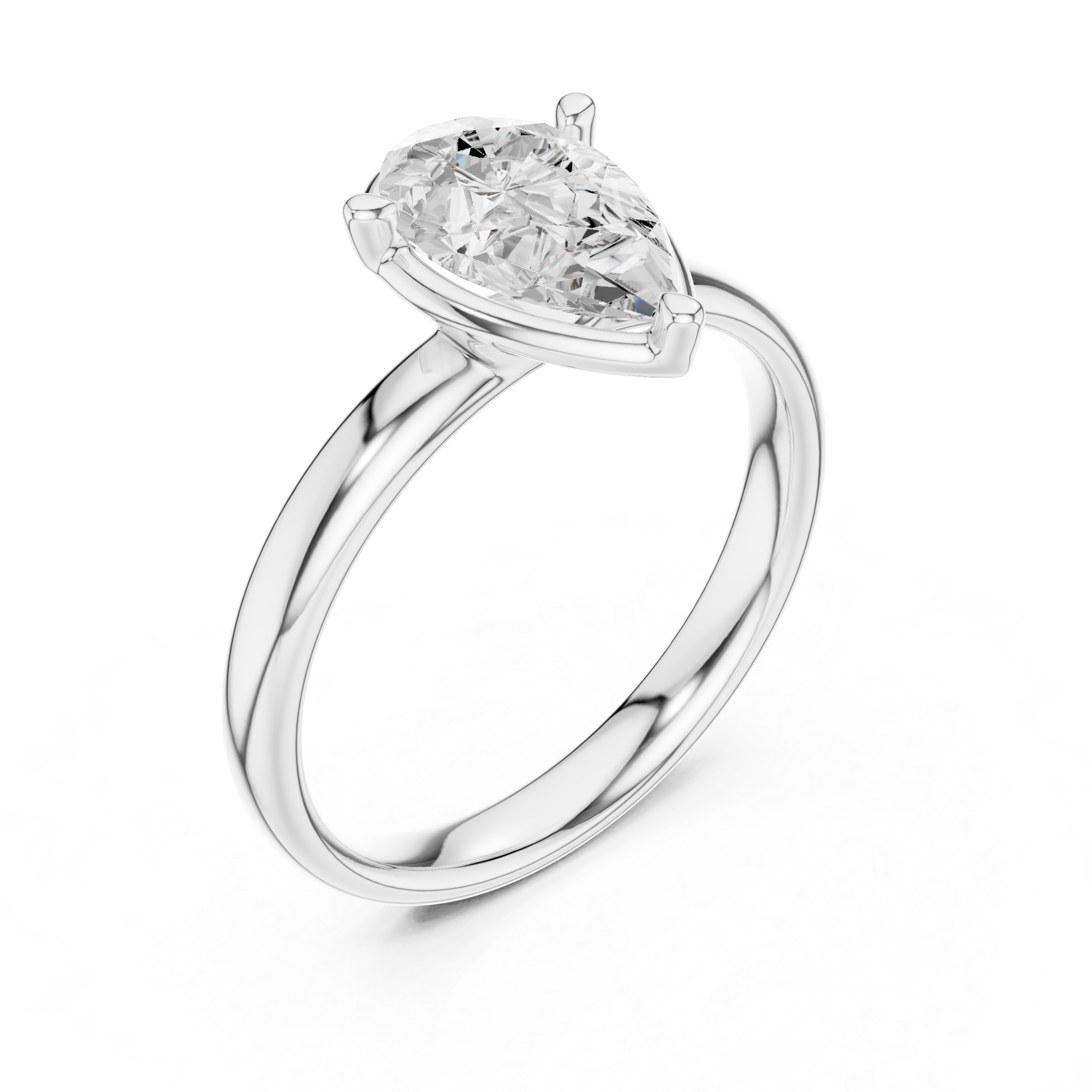 Pear Cut Solitaire Engagement Ring with Sculpted Band