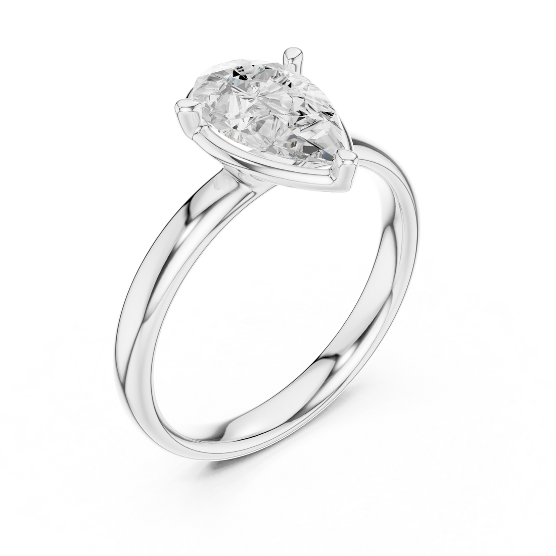 Pear Cut Solitaire Engagement Ring with Sculpted Band