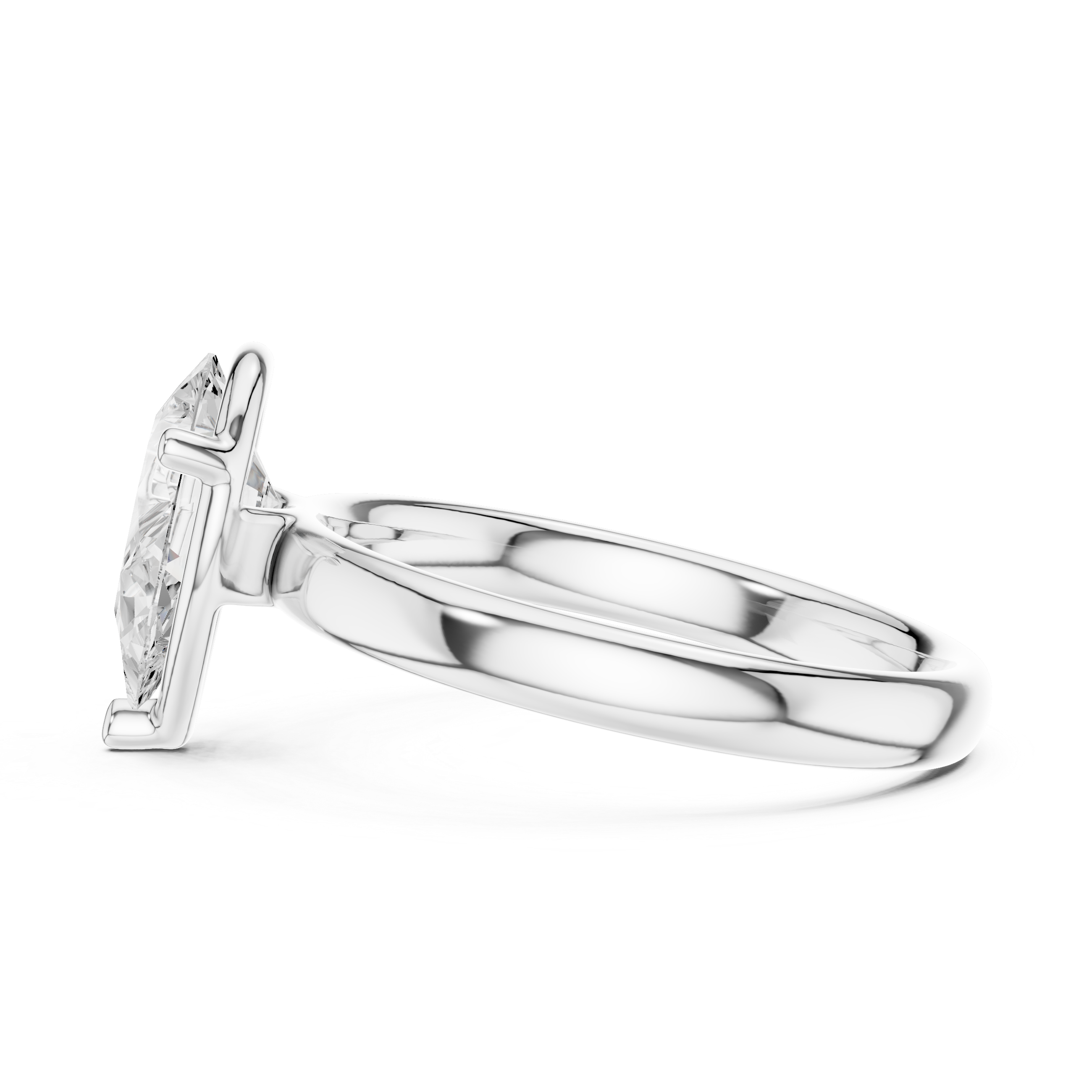 Pear Cut Solitaire Engagement Ring with Sculpted Band