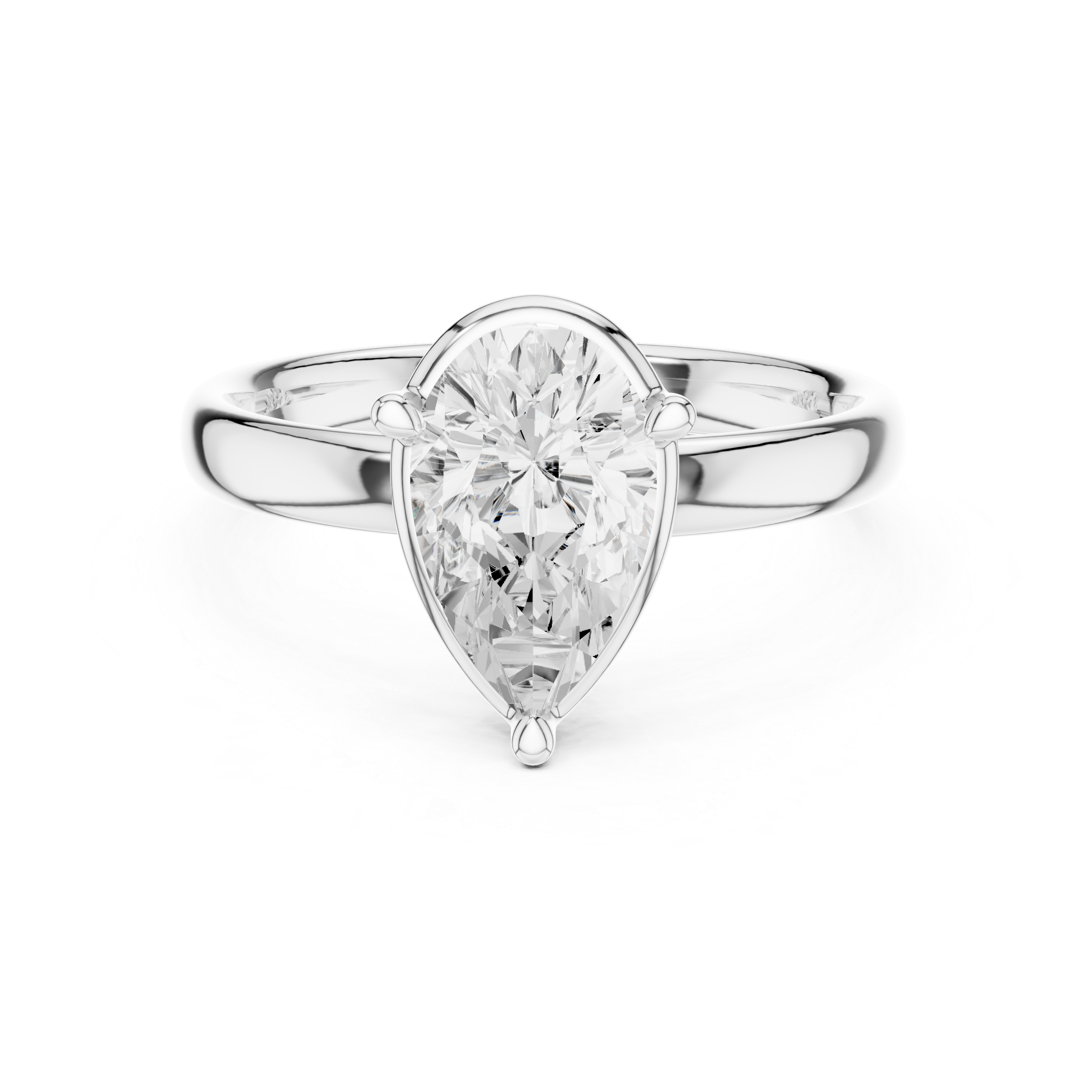 Pear Cut Solitaire Engagement Ring with Sculpted Band