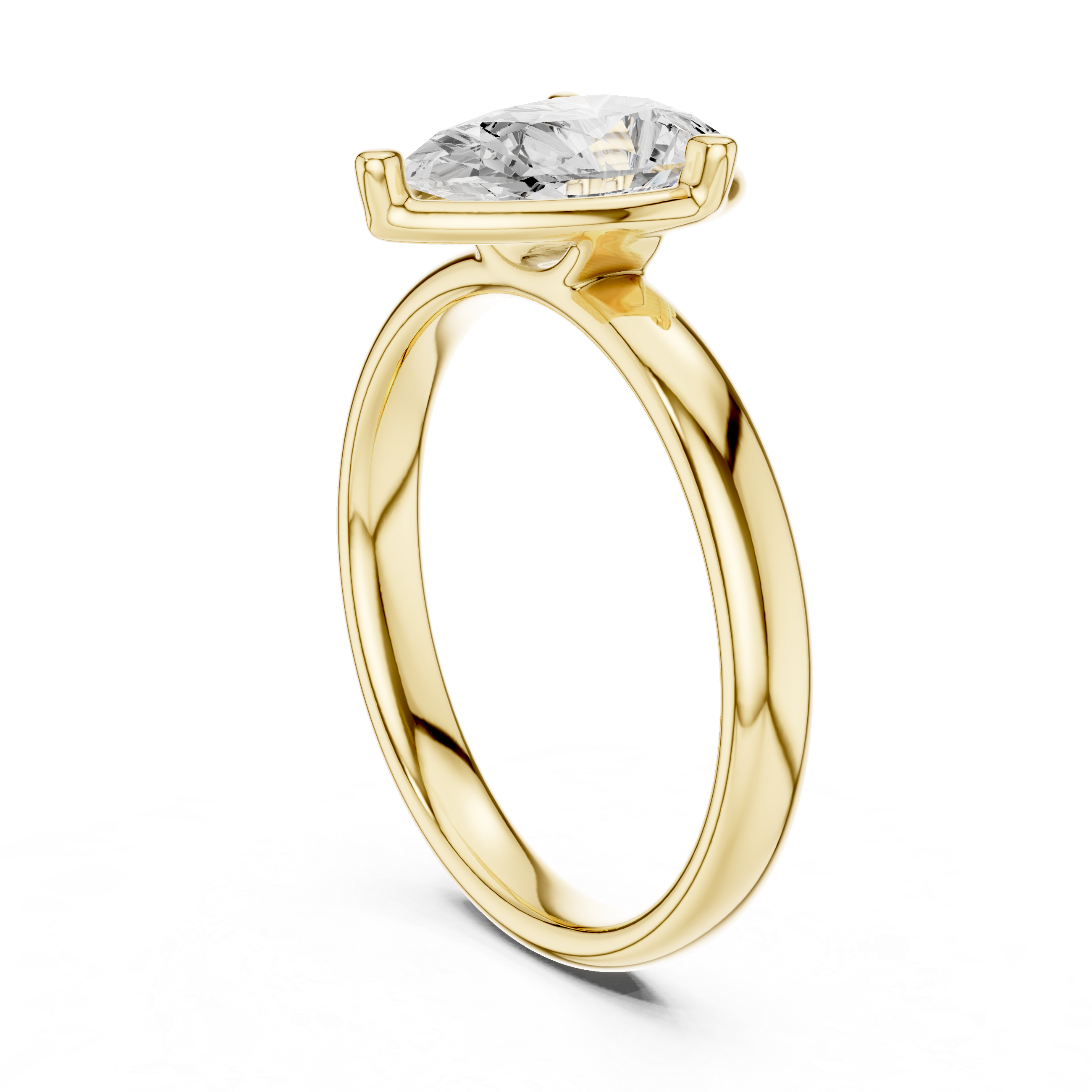 Pear Cut Solitaire Engagement Ring with Sculpted Band