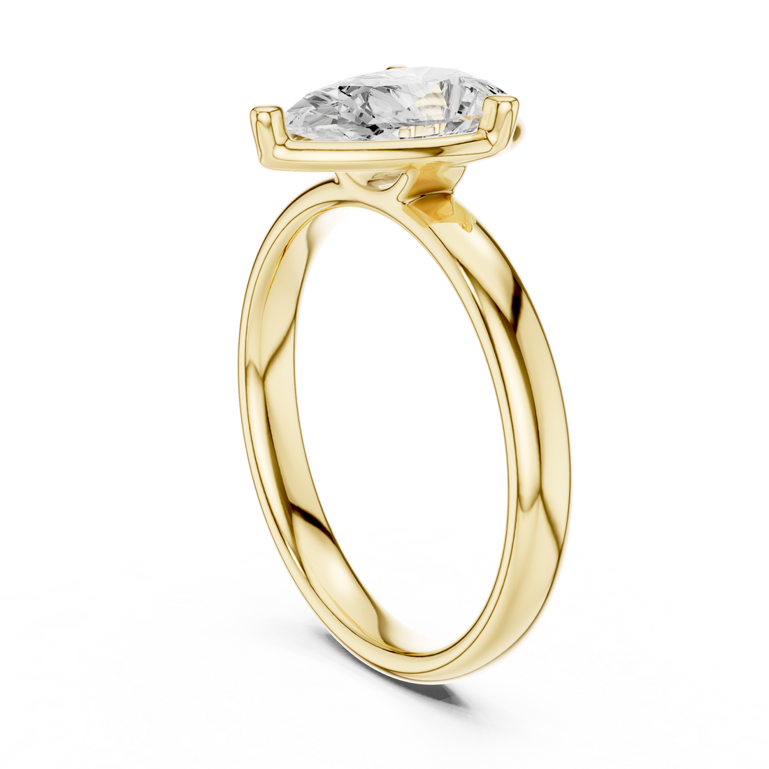 Pear Cut Solitaire Engagement Ring with Sculpted Band
