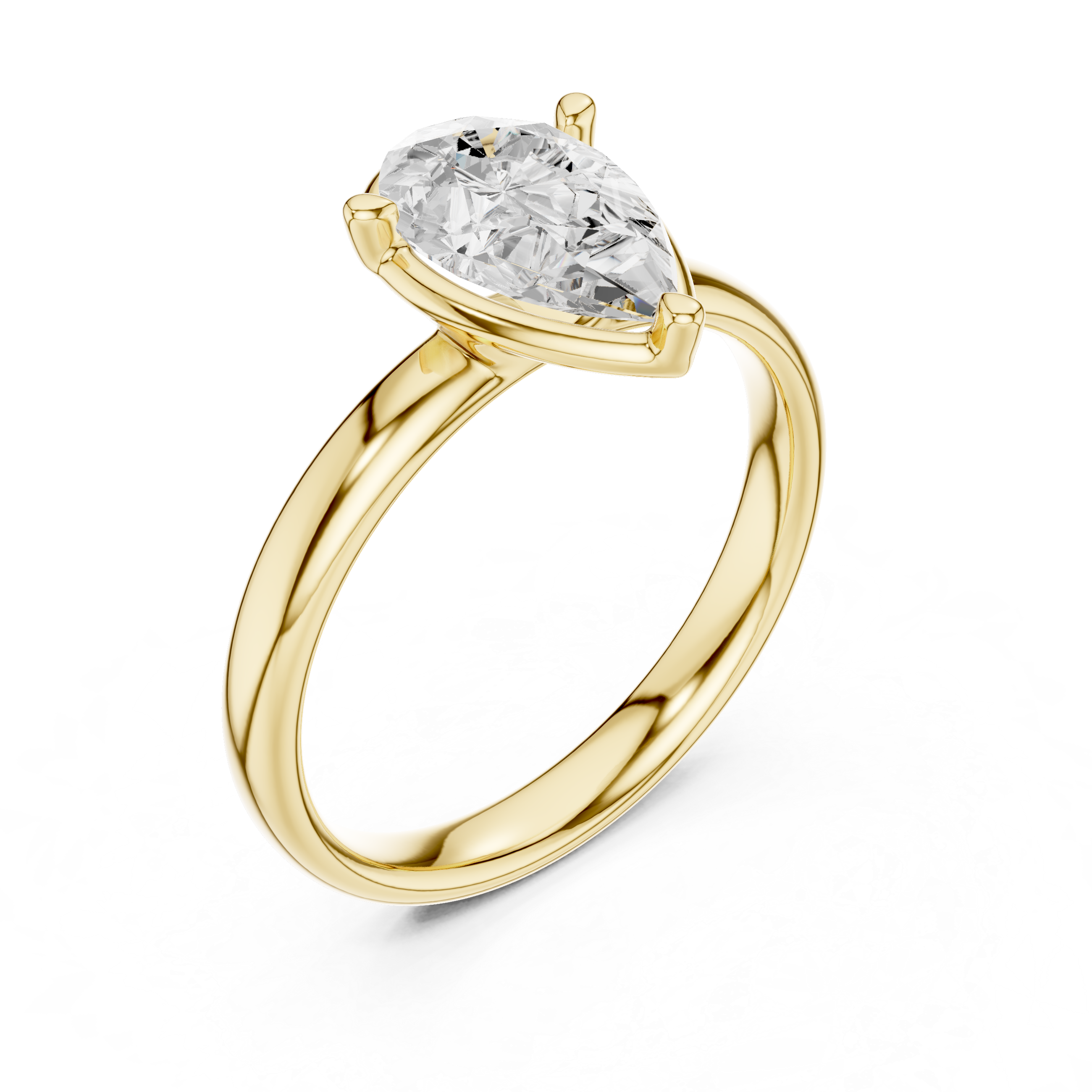 Pear Cut Solitaire Engagement Ring with Sculpted Band