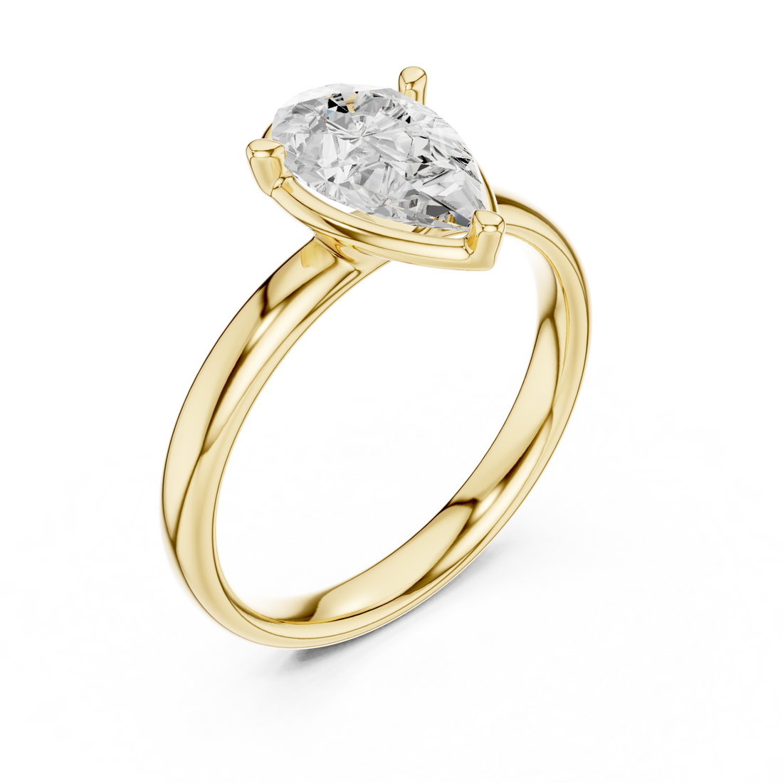 Pear Cut Solitaire Engagement Ring with Sculpted Band