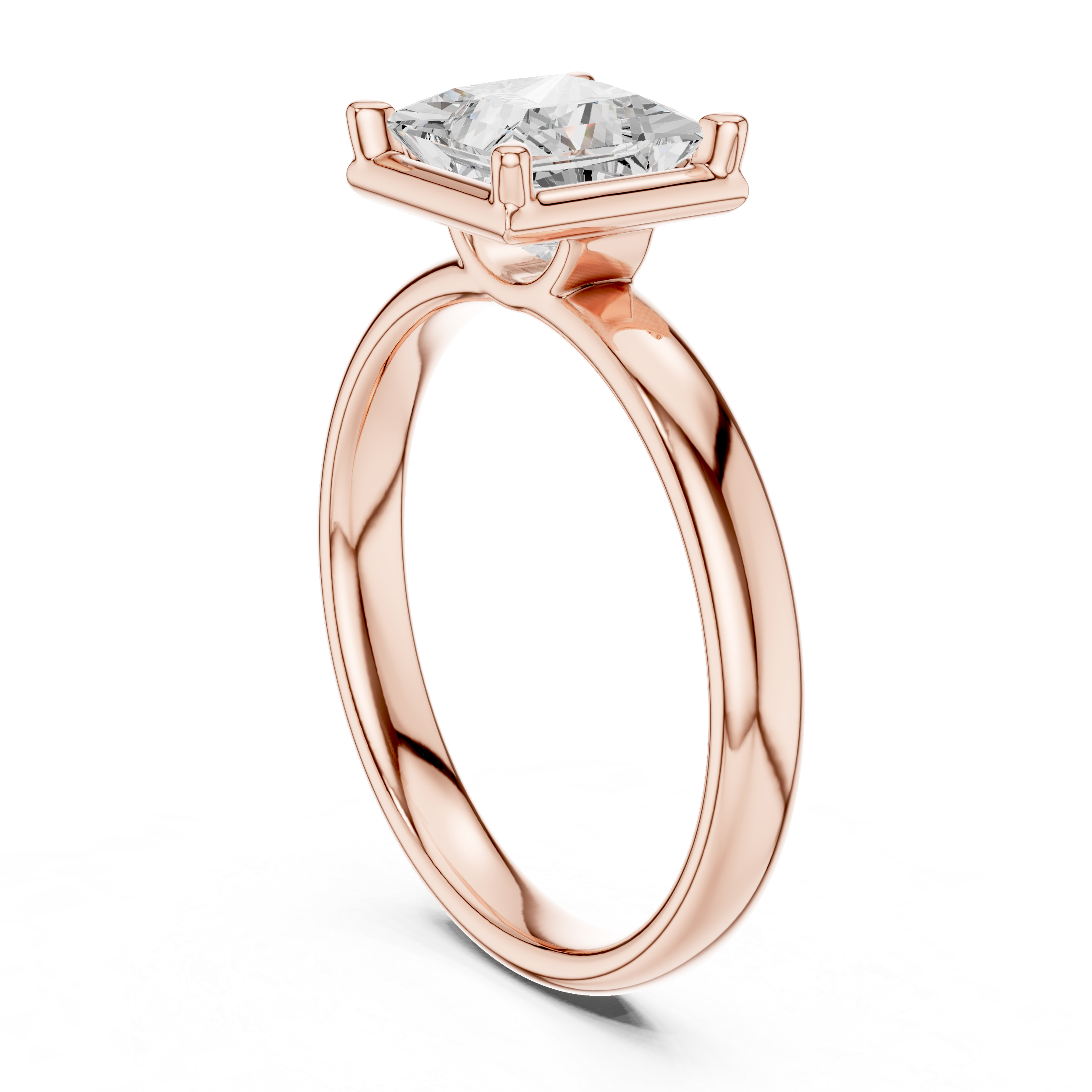 Princess Cut Solitaire Engagement Ring with Sculpted Band