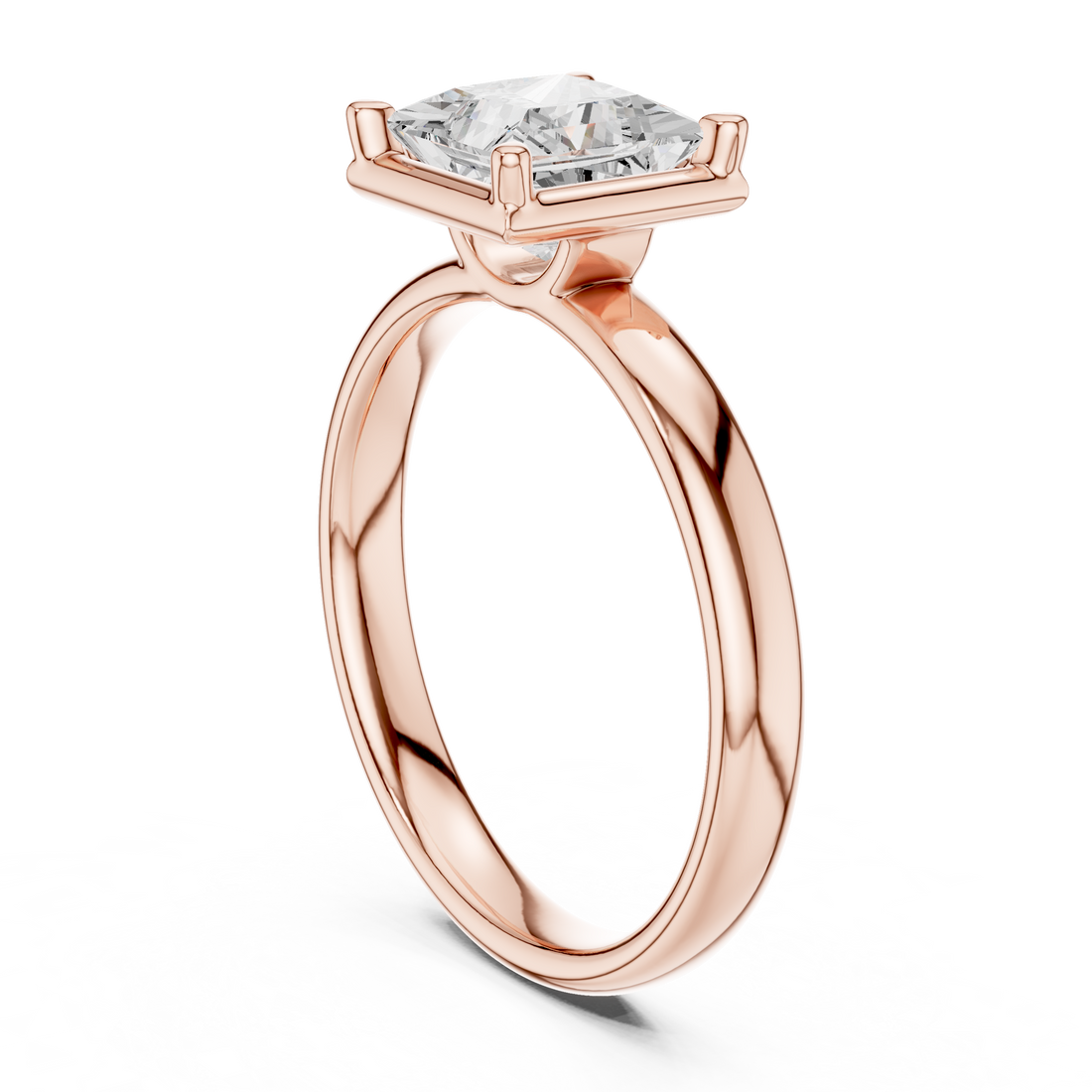 Princess Cut Solitaire Engagement Ring with Sculpted Band