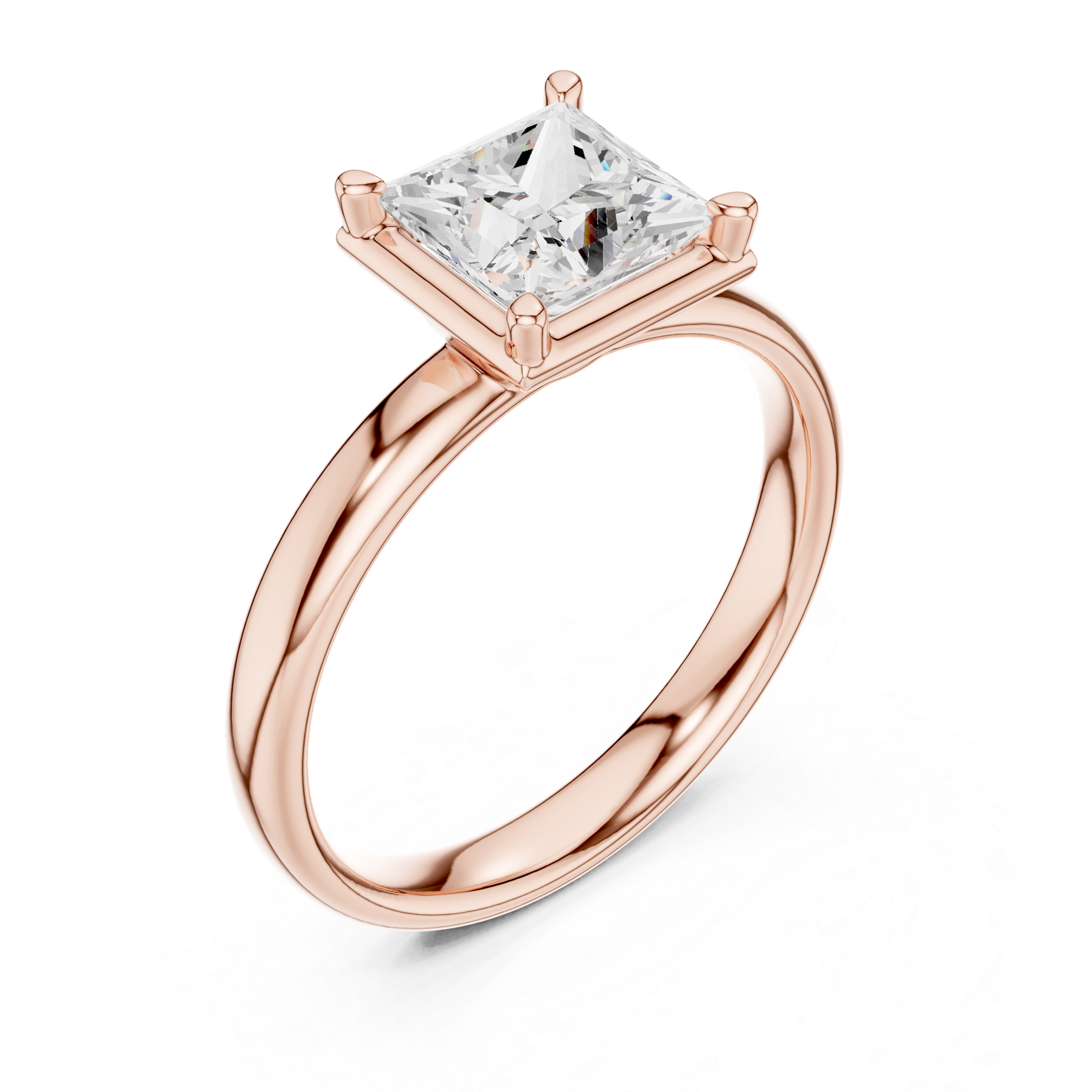 Princess Cut Solitaire Engagement Ring with Sculpted Band