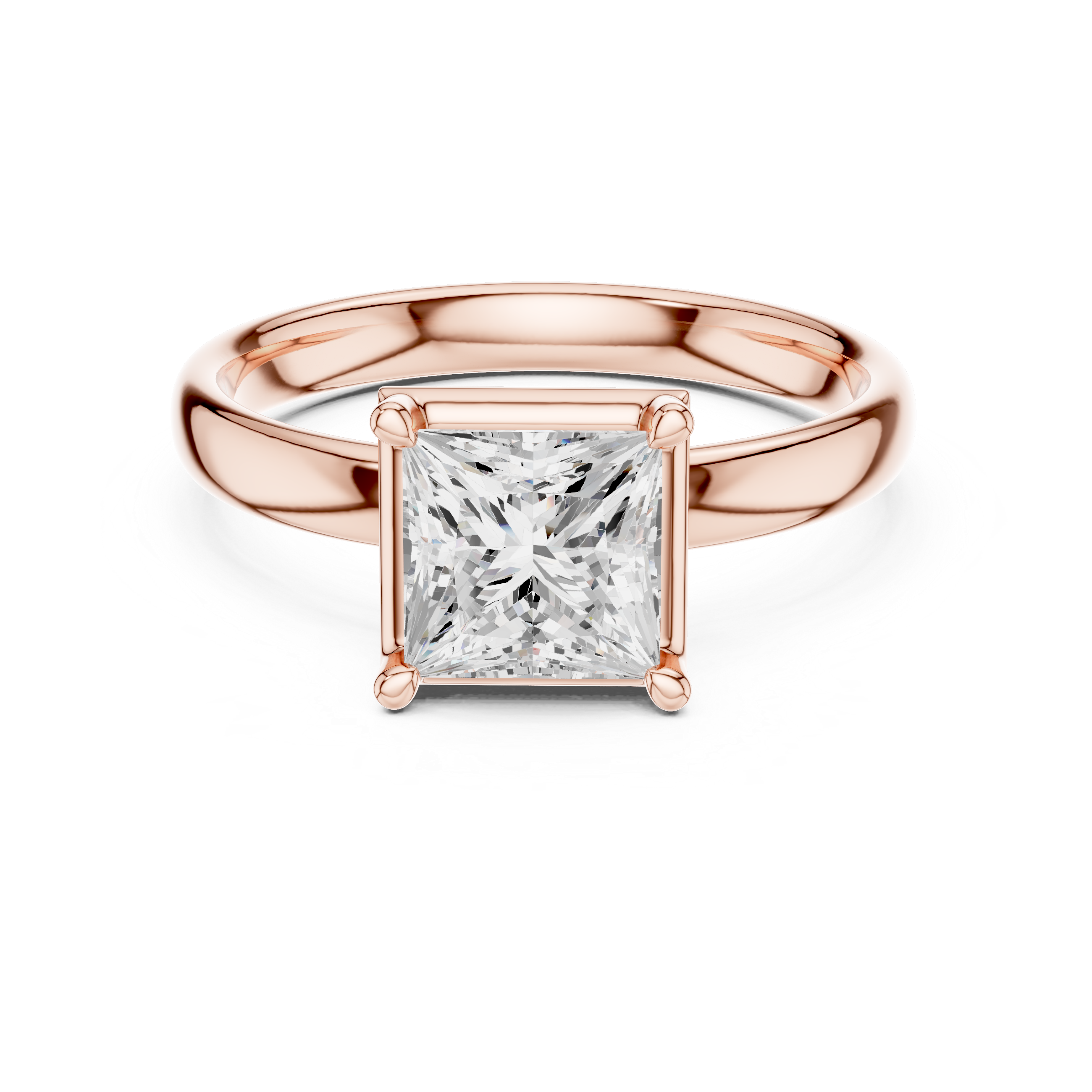 Princess Cut Solitaire Engagement Ring with Sculpted Band