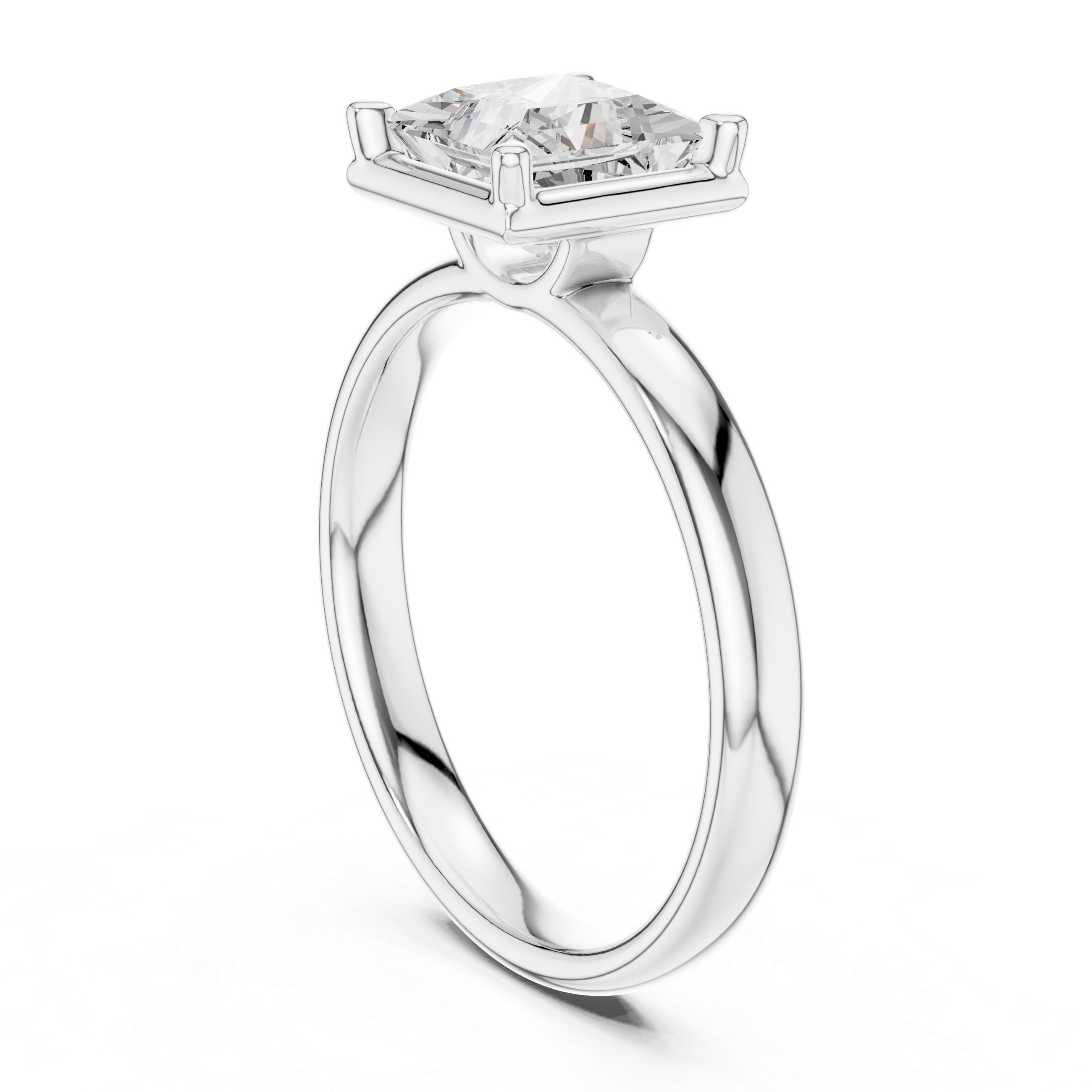 Princess Cut Solitaire Engagement Ring with Sculpted Band