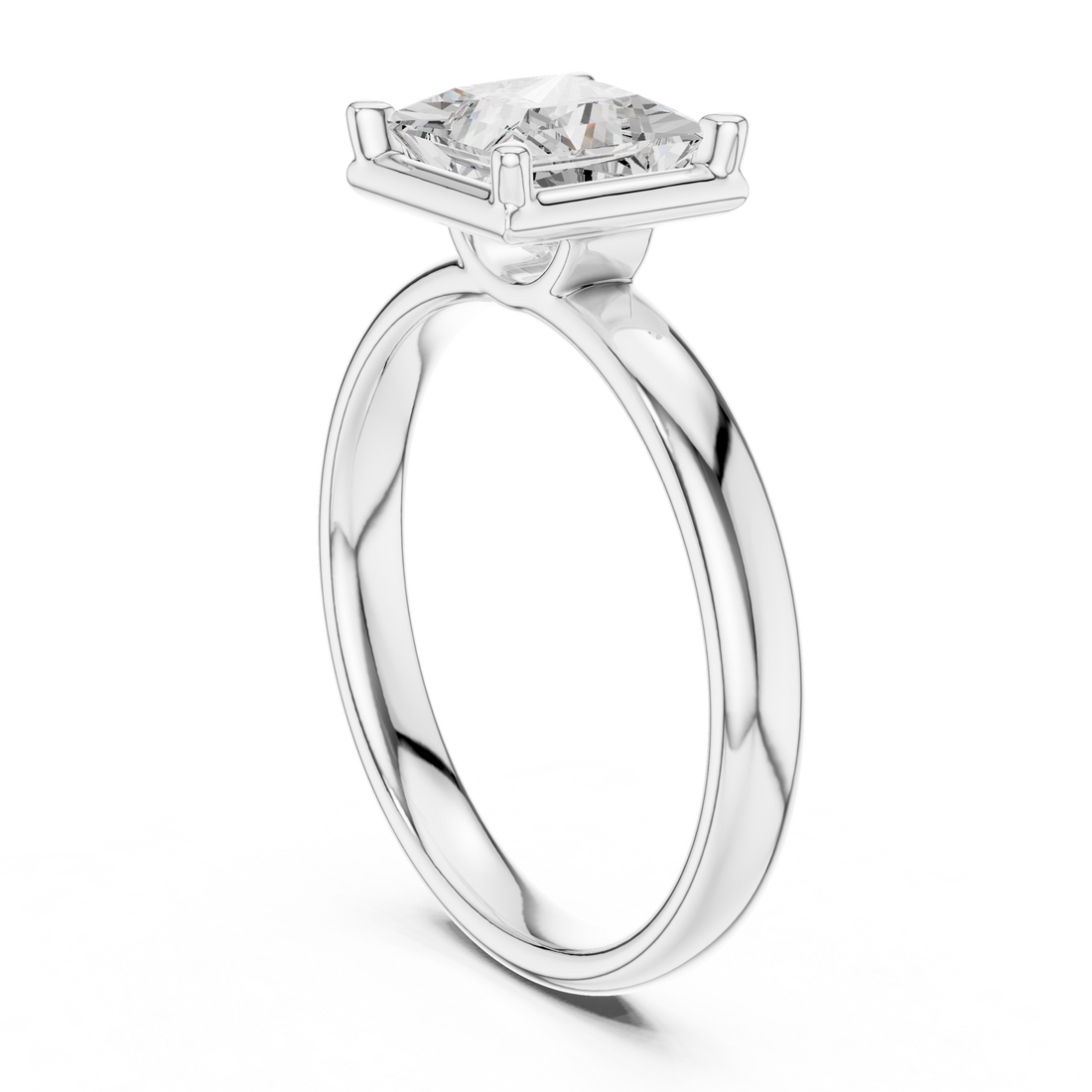 Princess Cut Solitaire Engagement Ring with Sculpted Band