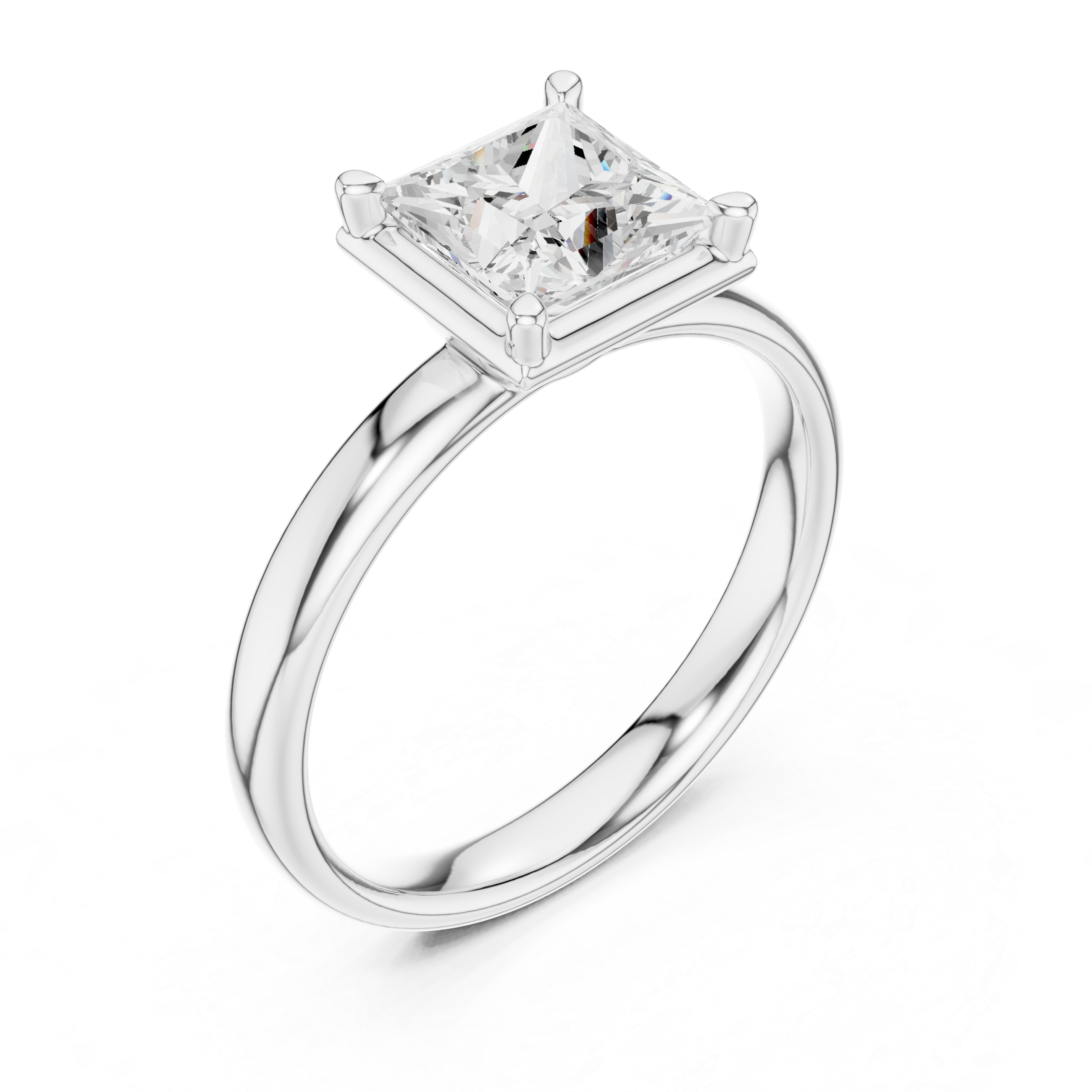 Princess Cut Solitaire Engagement Ring with Sculpted Band