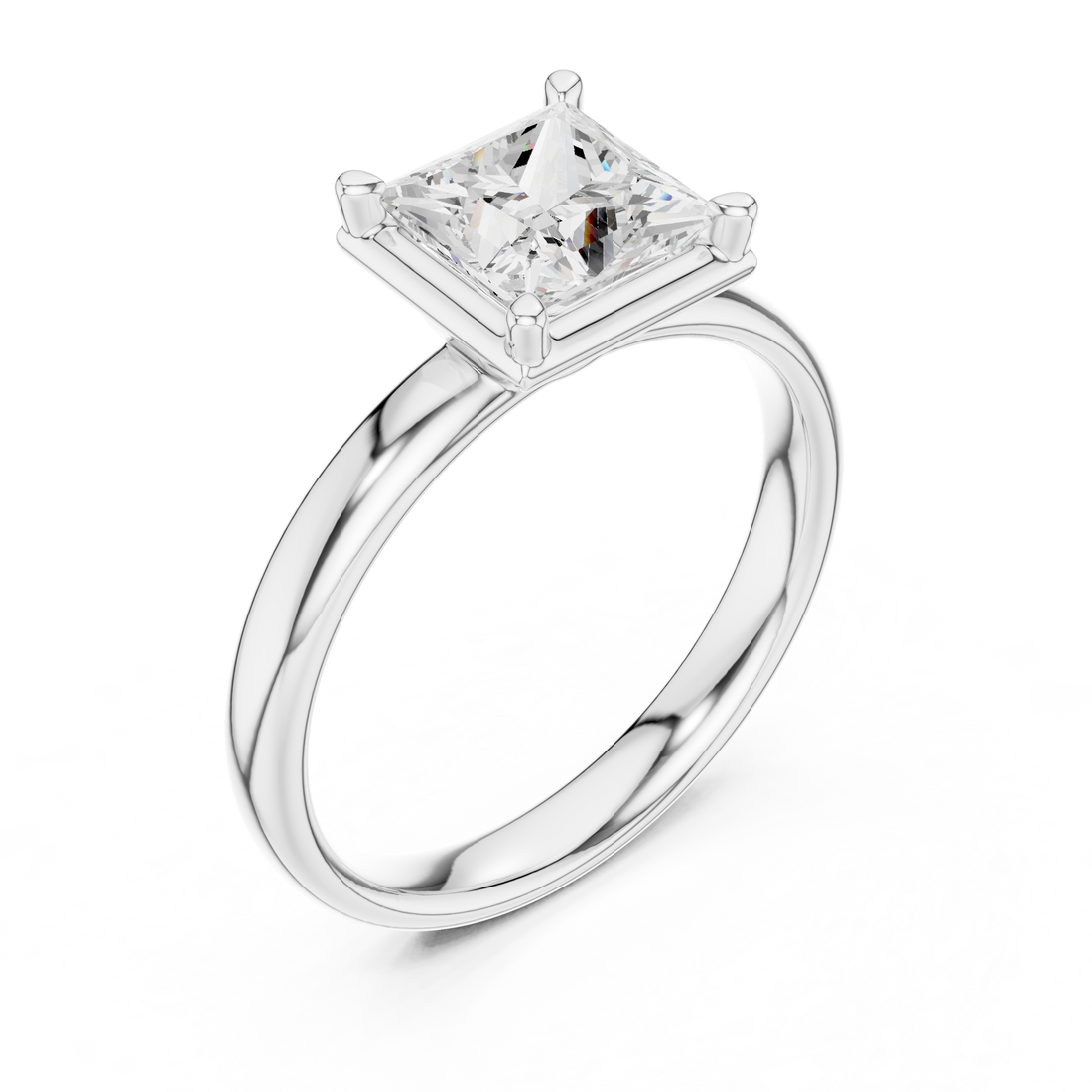 Princess Cut Solitaire Engagement Ring with Sculpted Band