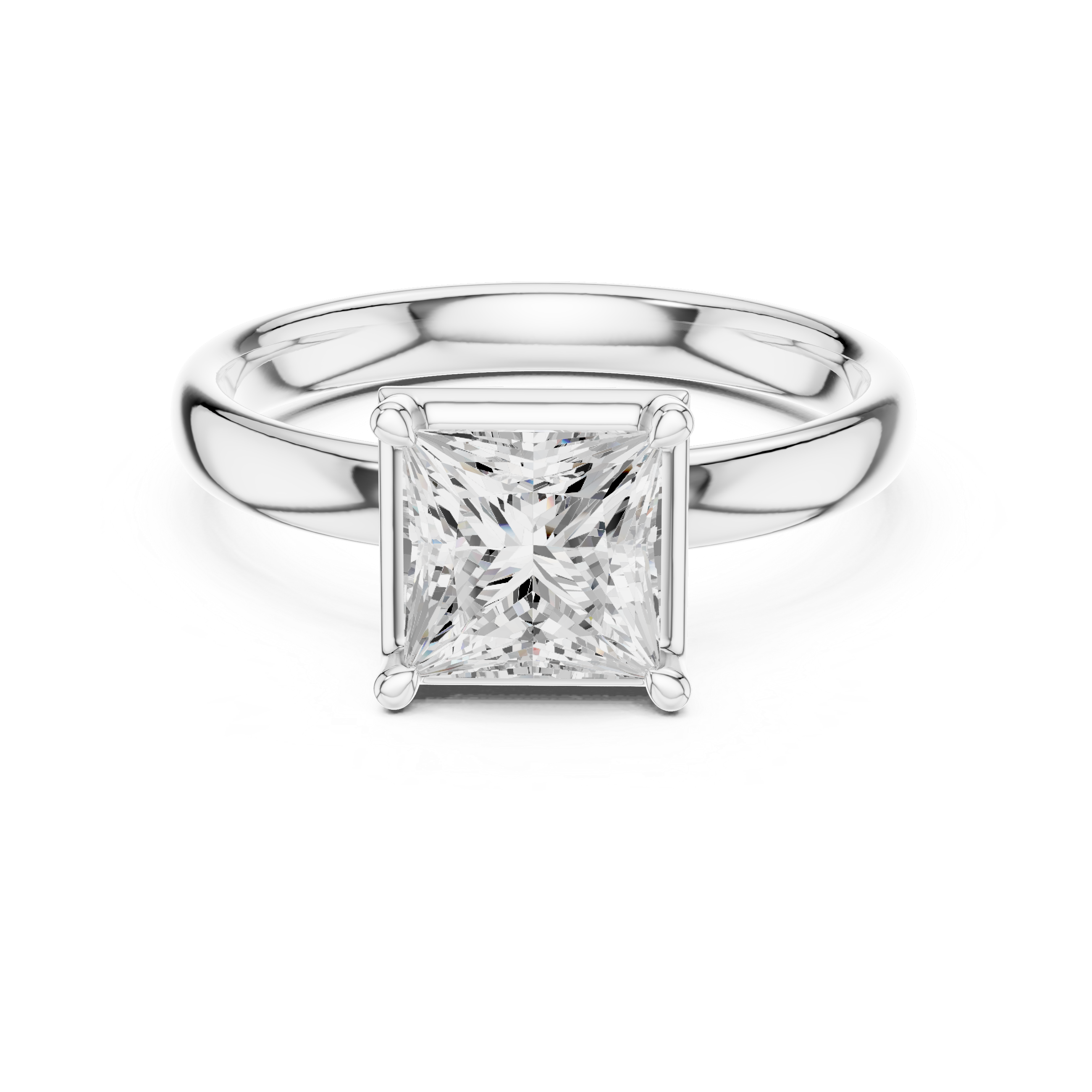 Princess Cut Solitaire Engagement Ring with Sculpted Band