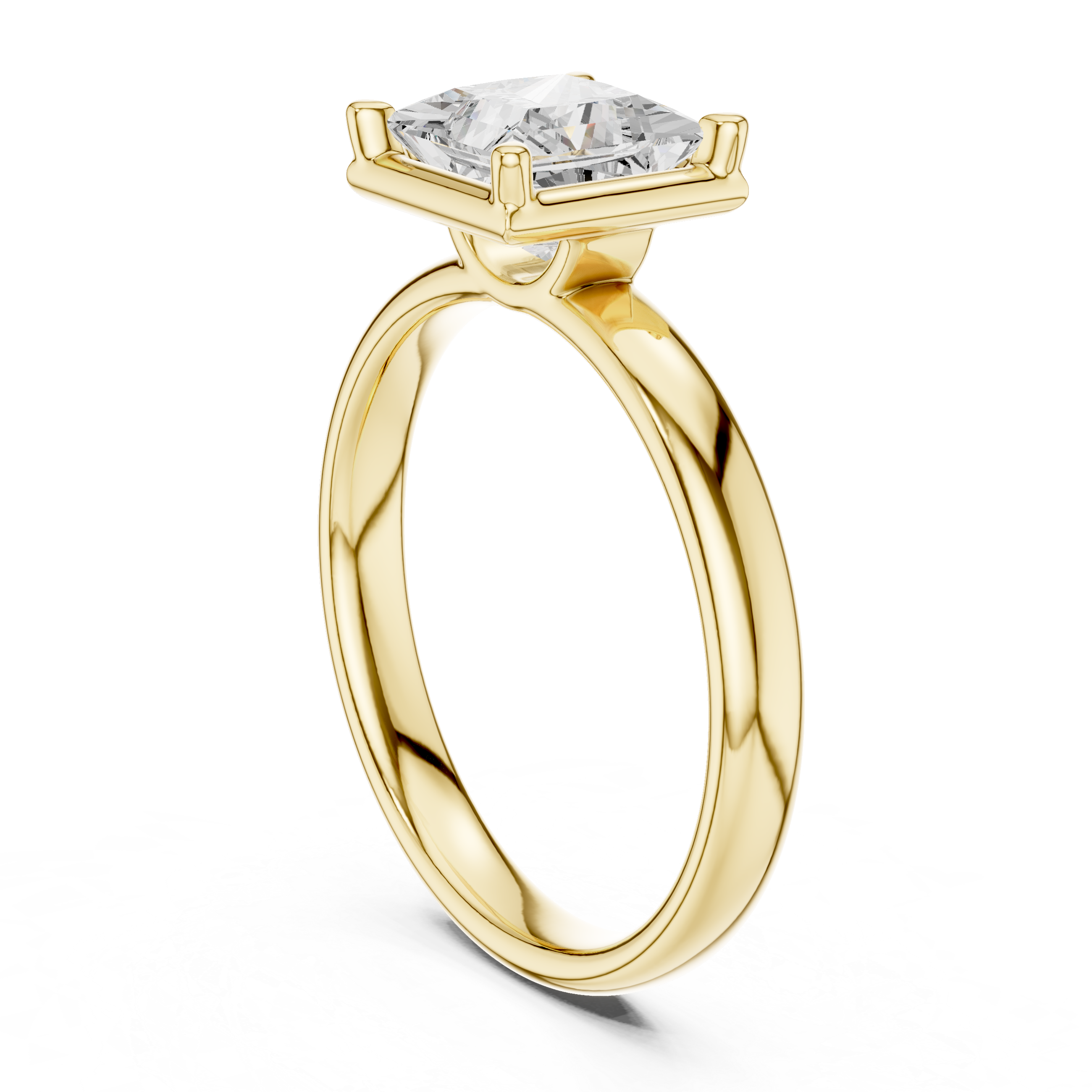 Princess Cut Solitaire Engagement Ring with Sculpted Band