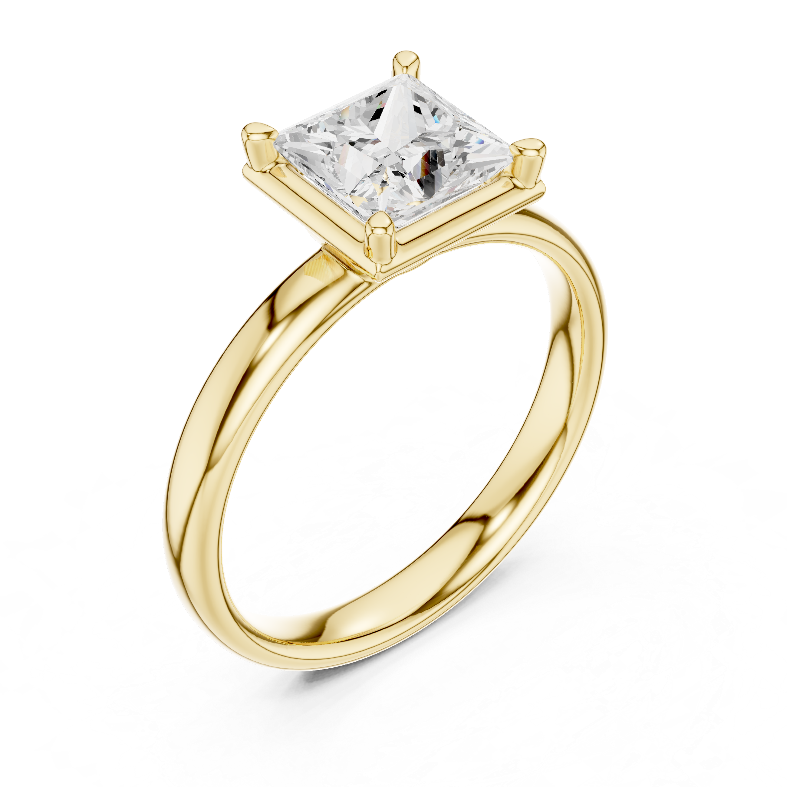 Princess Cut Solitaire Engagement Ring with Sculpted Band
