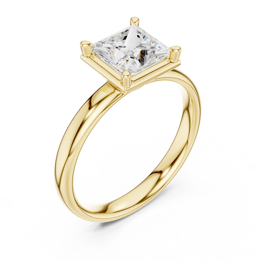 Princess Cut Solitaire Engagement Ring with Sculpted Band