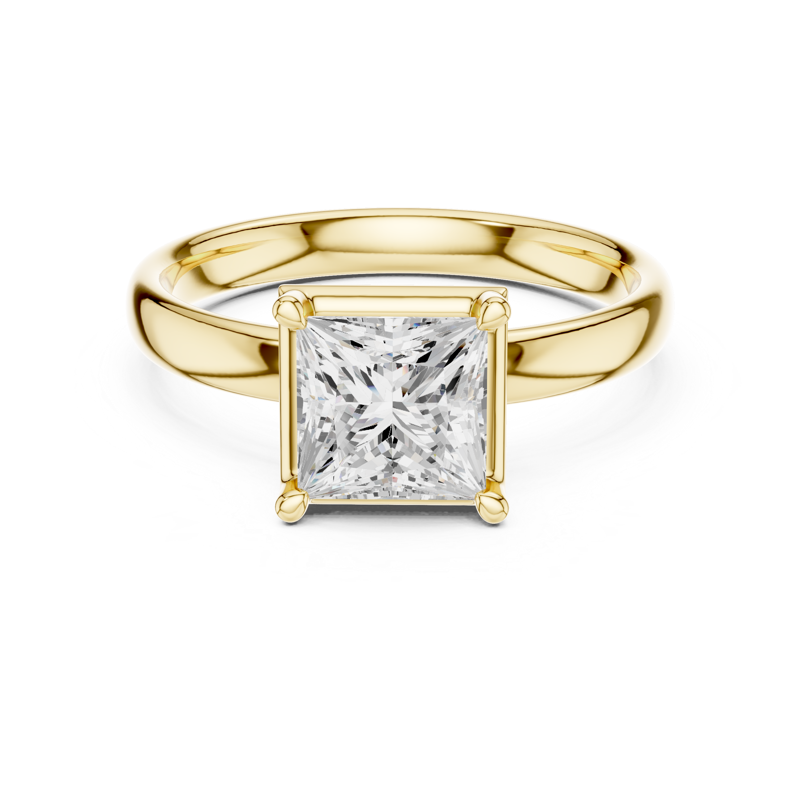 Princess Cut Solitaire Engagement Ring with Sculpted Band