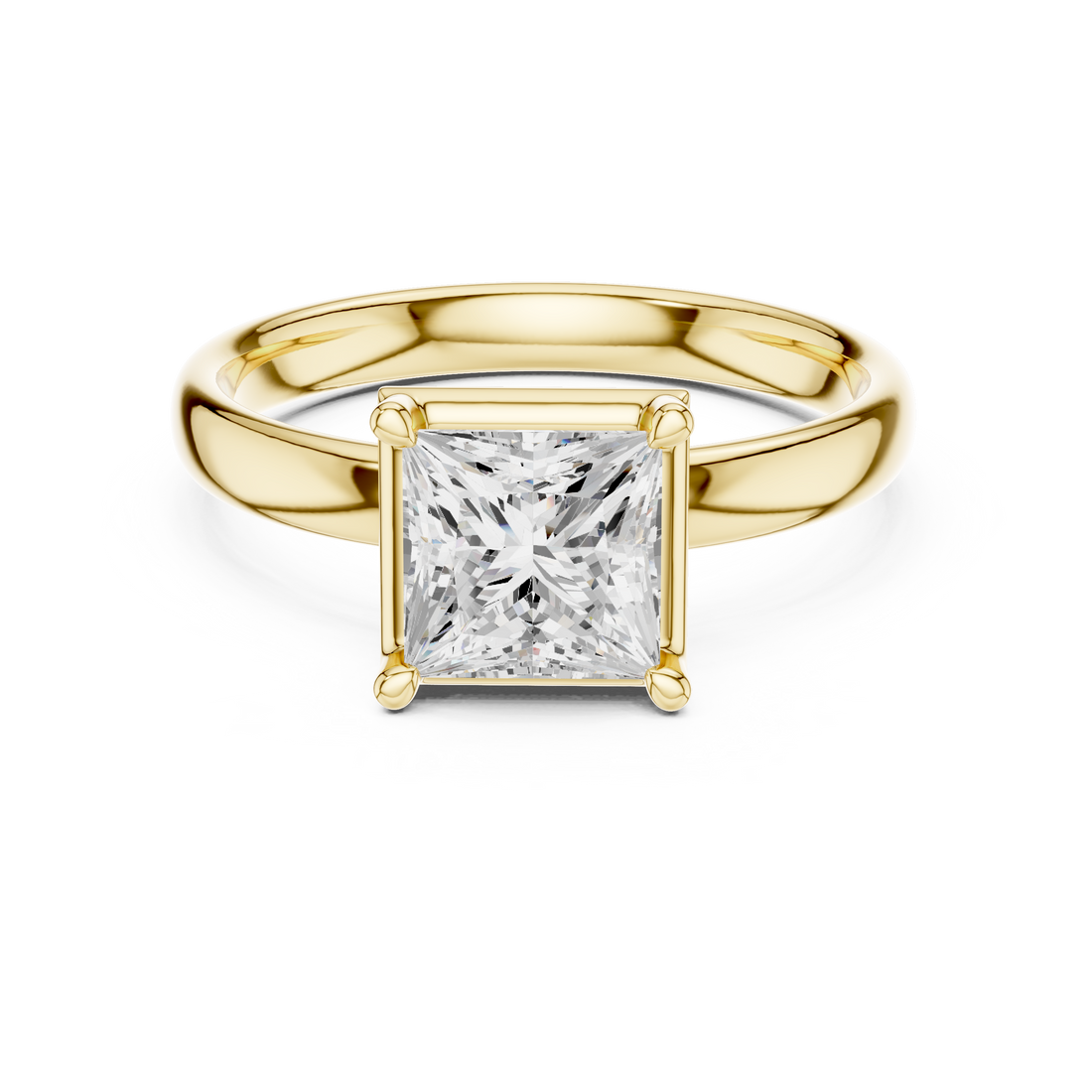 Princess Cut Solitaire Engagement Ring with Sculpted Band