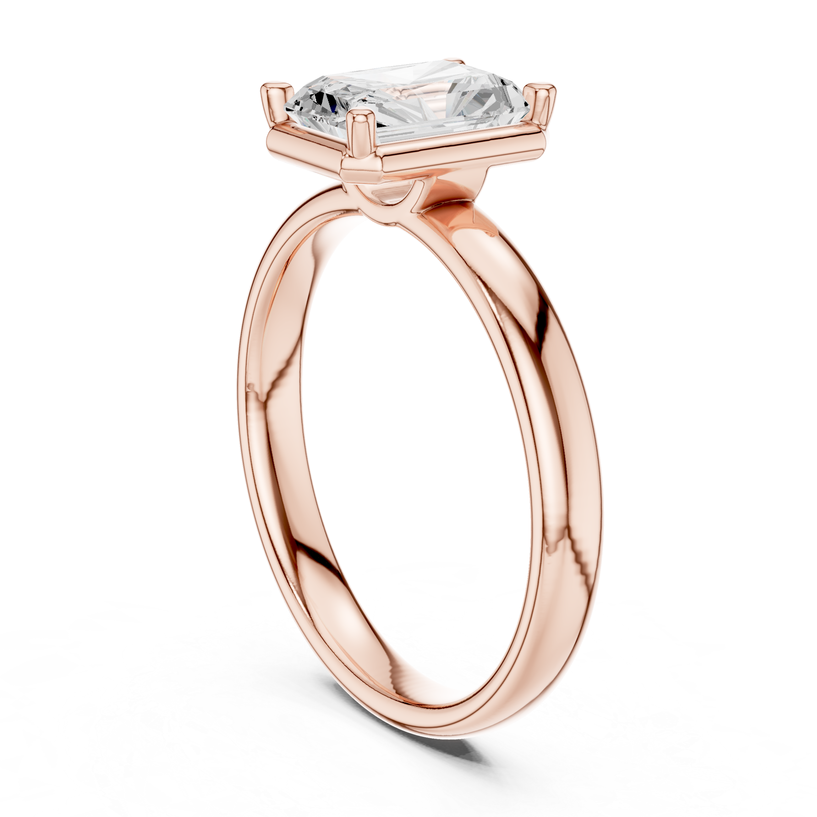 Radiant Cut Solitaire Engagement Ring with Sculpted Band