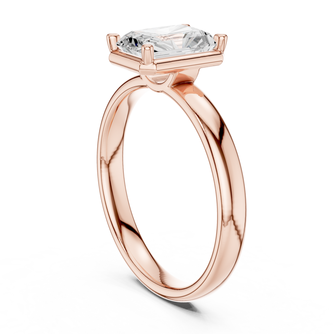 Radiant Cut Solitaire Engagement Ring with Sculpted Band