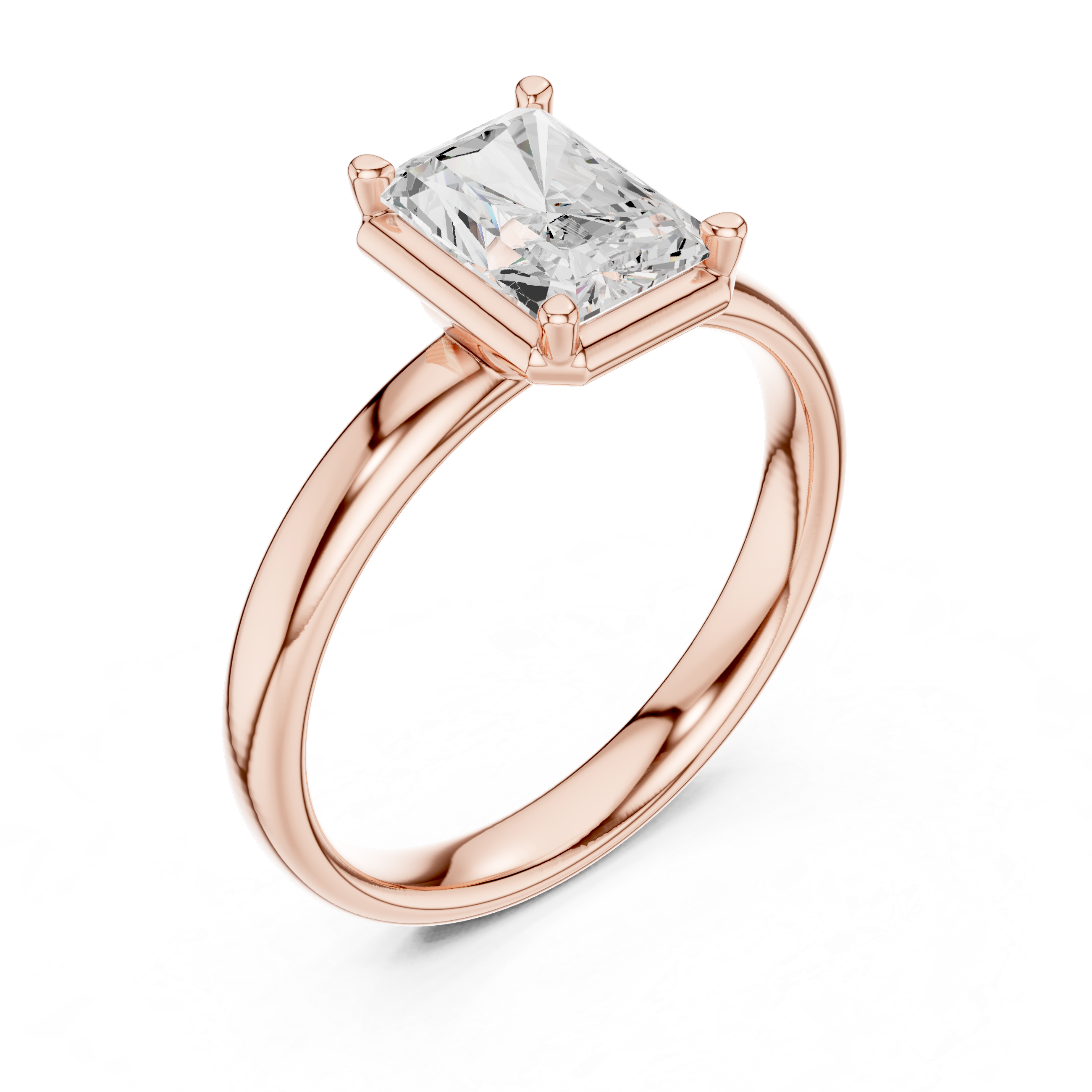 Radiant Cut Solitaire Engagement Ring with Sculpted Band