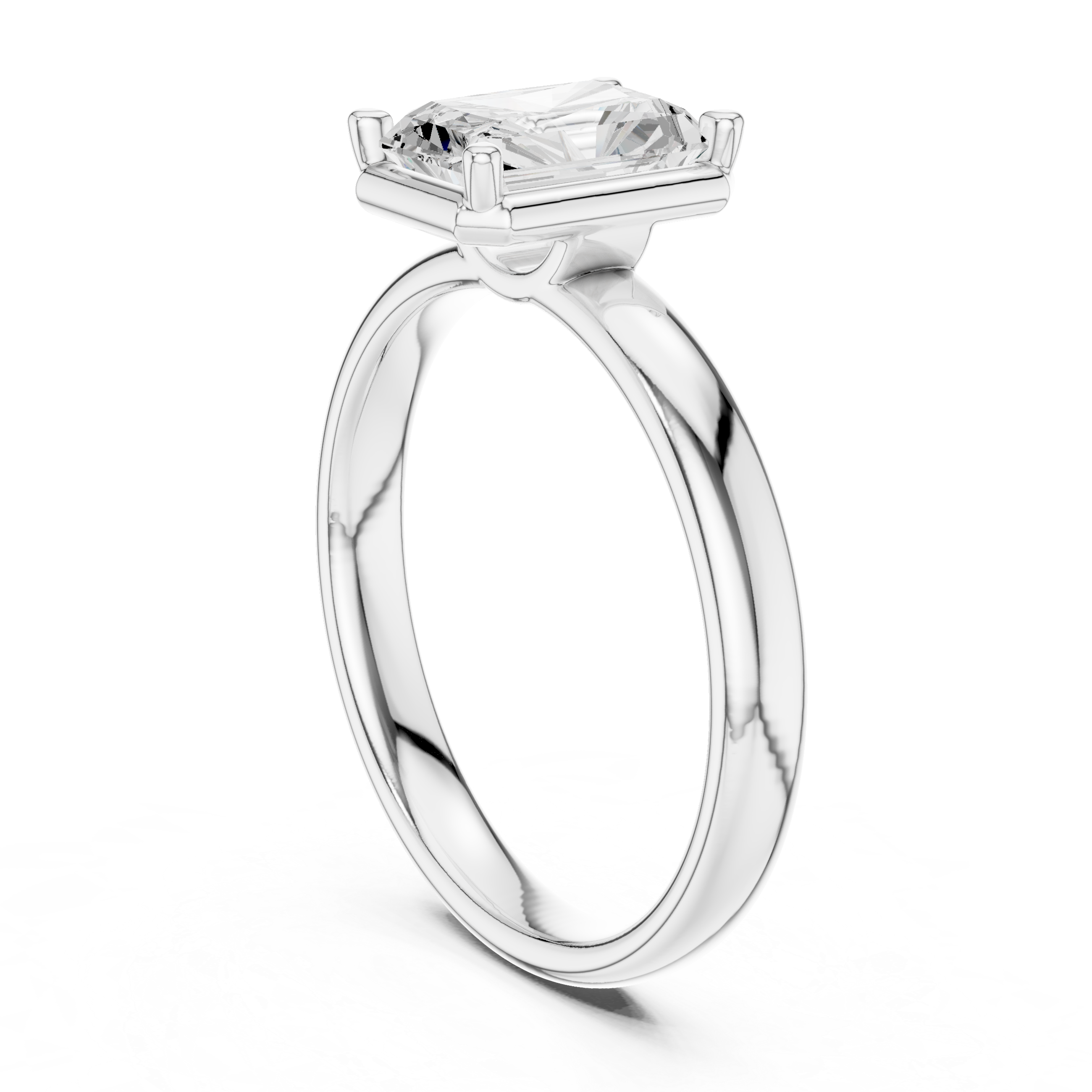 Radiant Cut Solitaire Engagement Ring with Sculpted Band