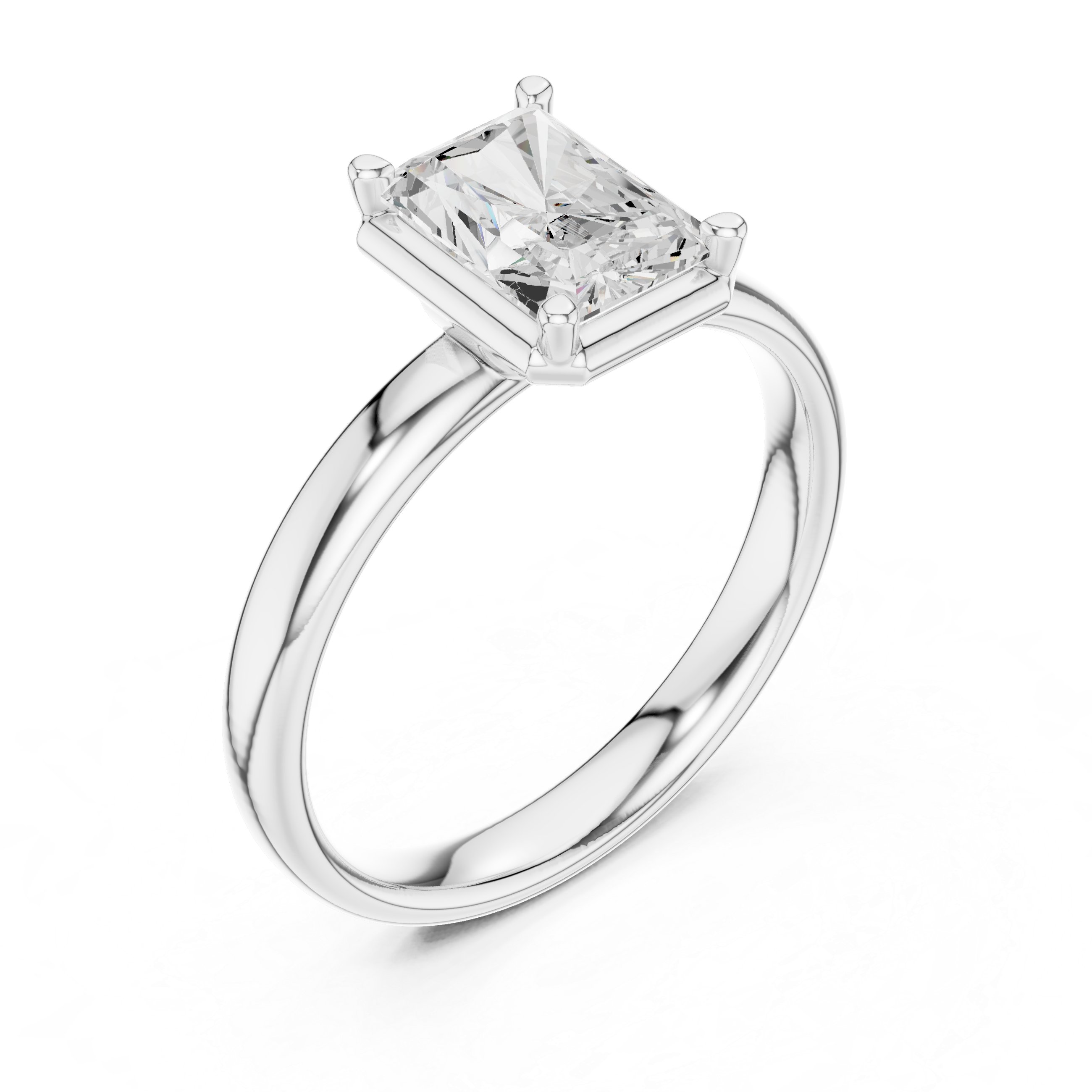 Radiant Cut Solitaire Engagement Ring with Sculpted Band