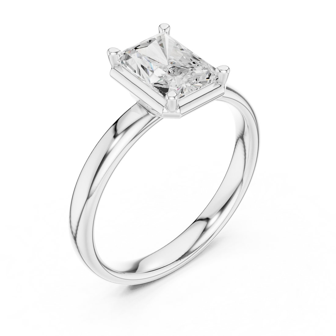 Radiant Cut Solitaire Engagement Ring with Sculpted Band