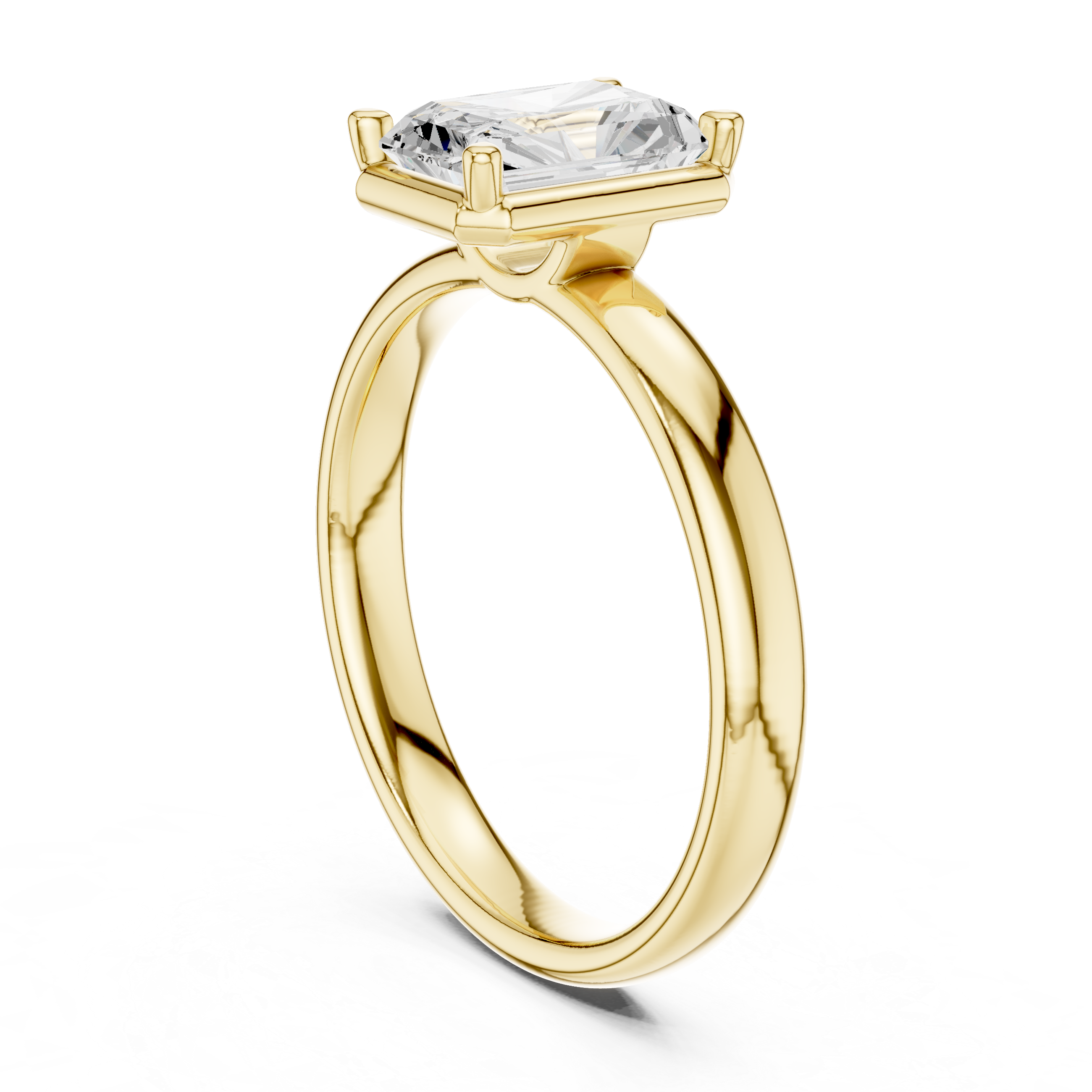 Radiant Cut Solitaire Engagement Ring with Sculpted Band