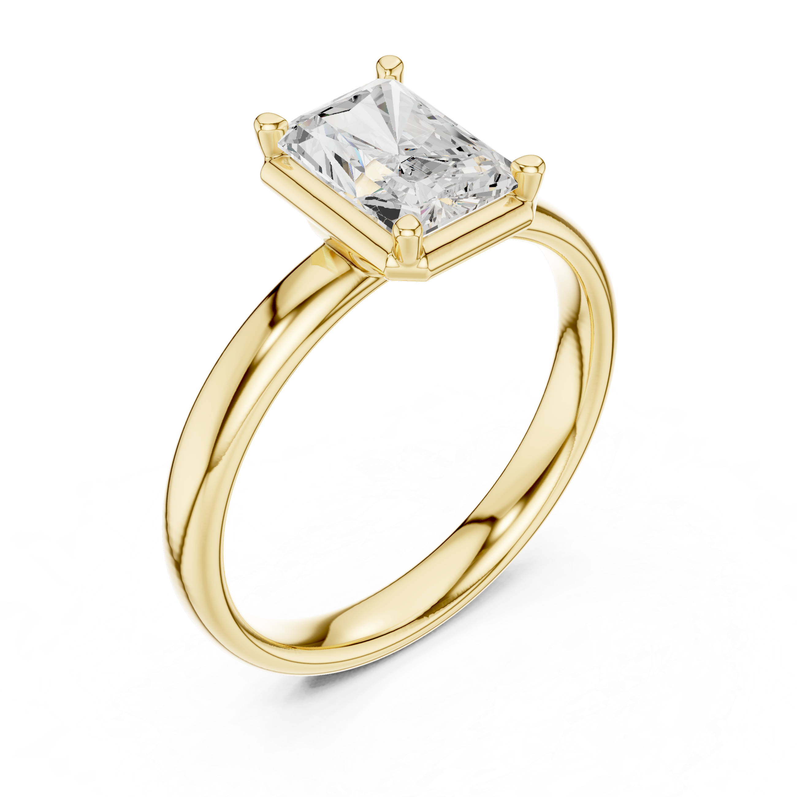 Radiant Cut Solitaire Engagement Ring with Sculpted Band