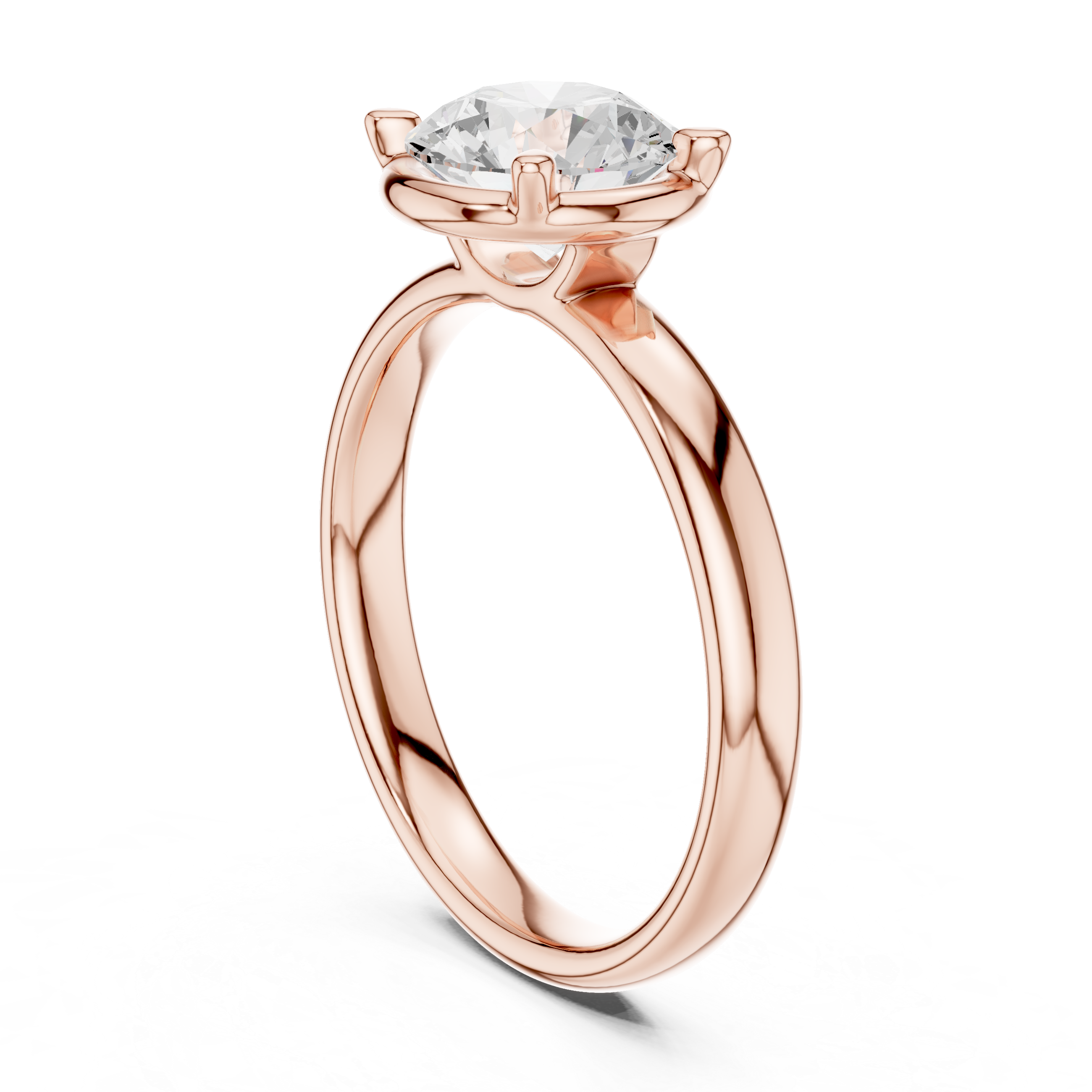 Round Cut Solitaire Engagement Ring with Sculpted Band