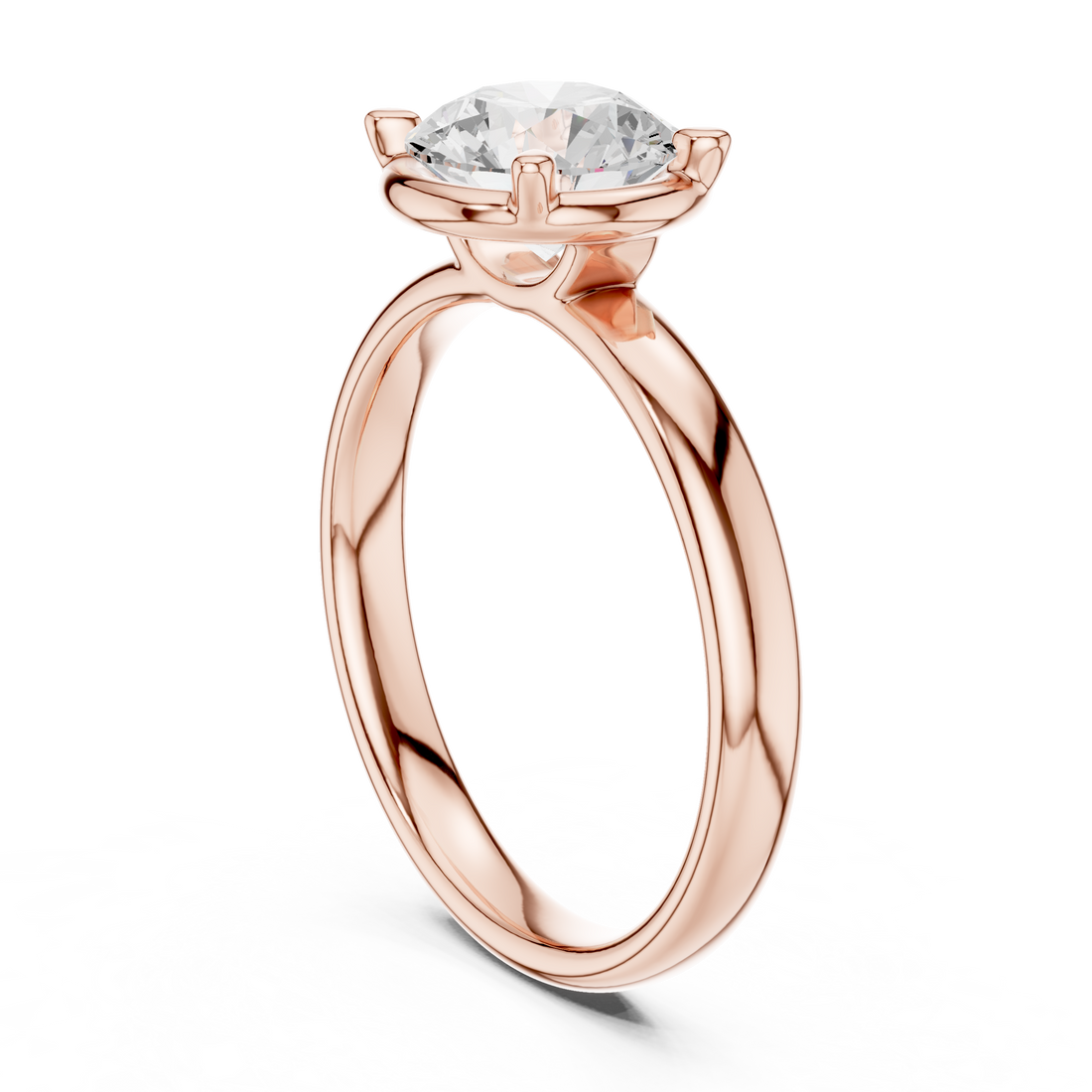 Round Cut Solitaire Engagement Ring with Sculpted Band